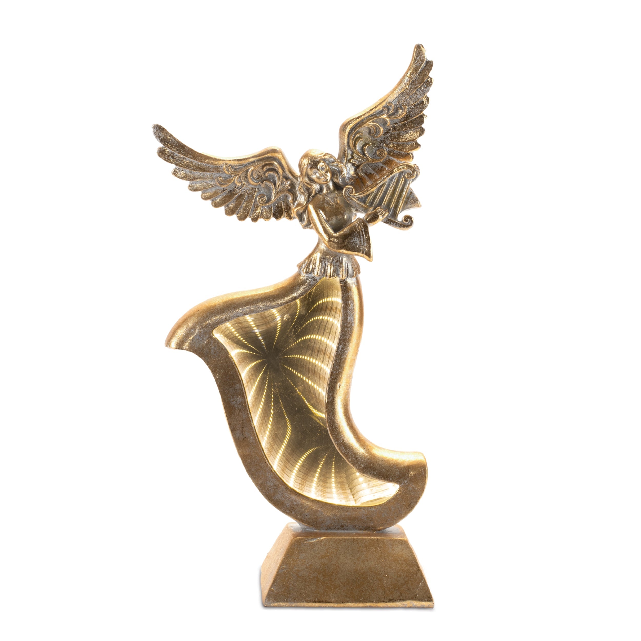 Gold Angel Figurines with Ekkolight Dress (Set of 2)