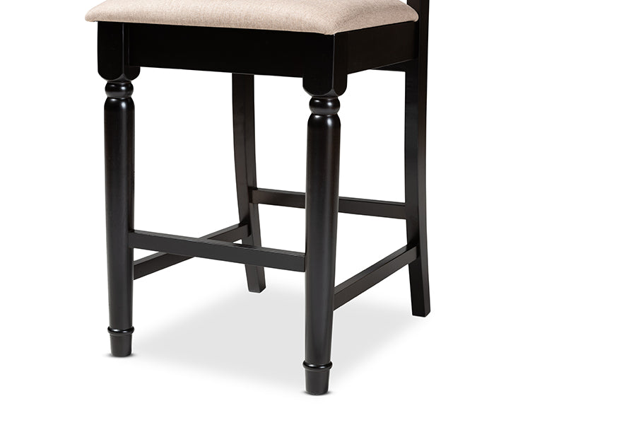 Baxton Studio Darcie Modern and Contemporary Sand Fabric Upholstered Espresso Brown Finished 2-Piece Wood Counter Stool Set of 4