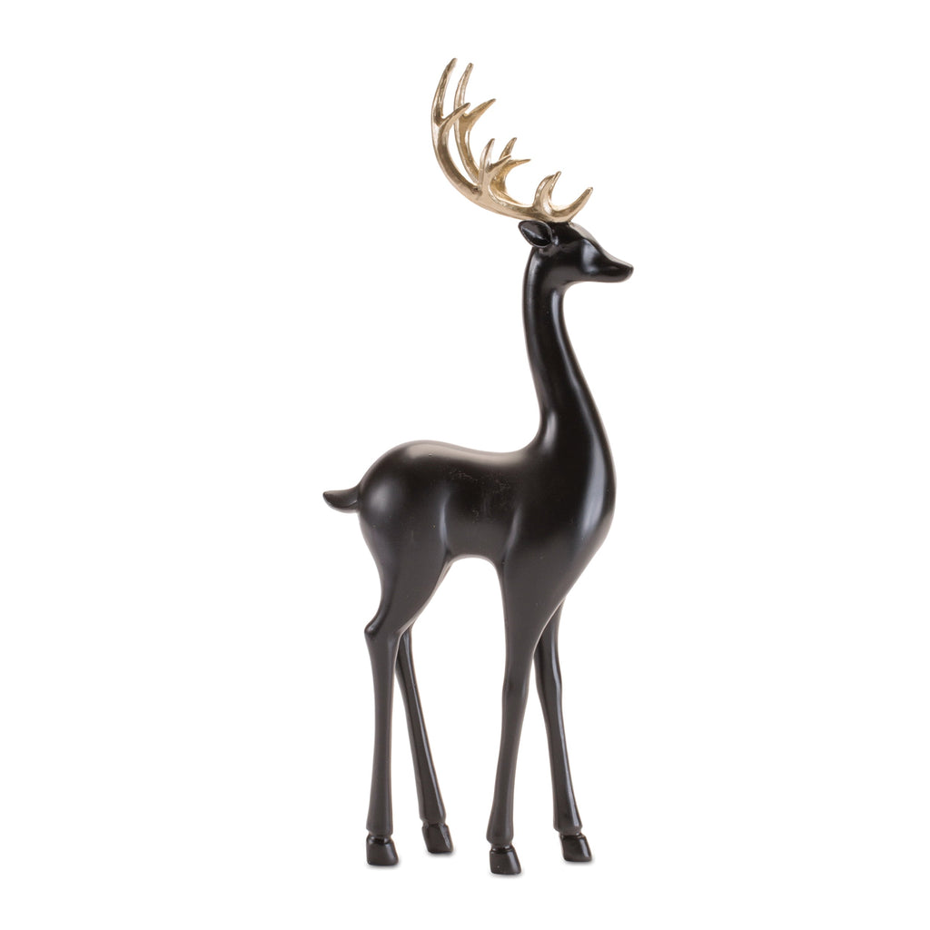 Black Deer Figurines with Gold Antlers (Set of 2)