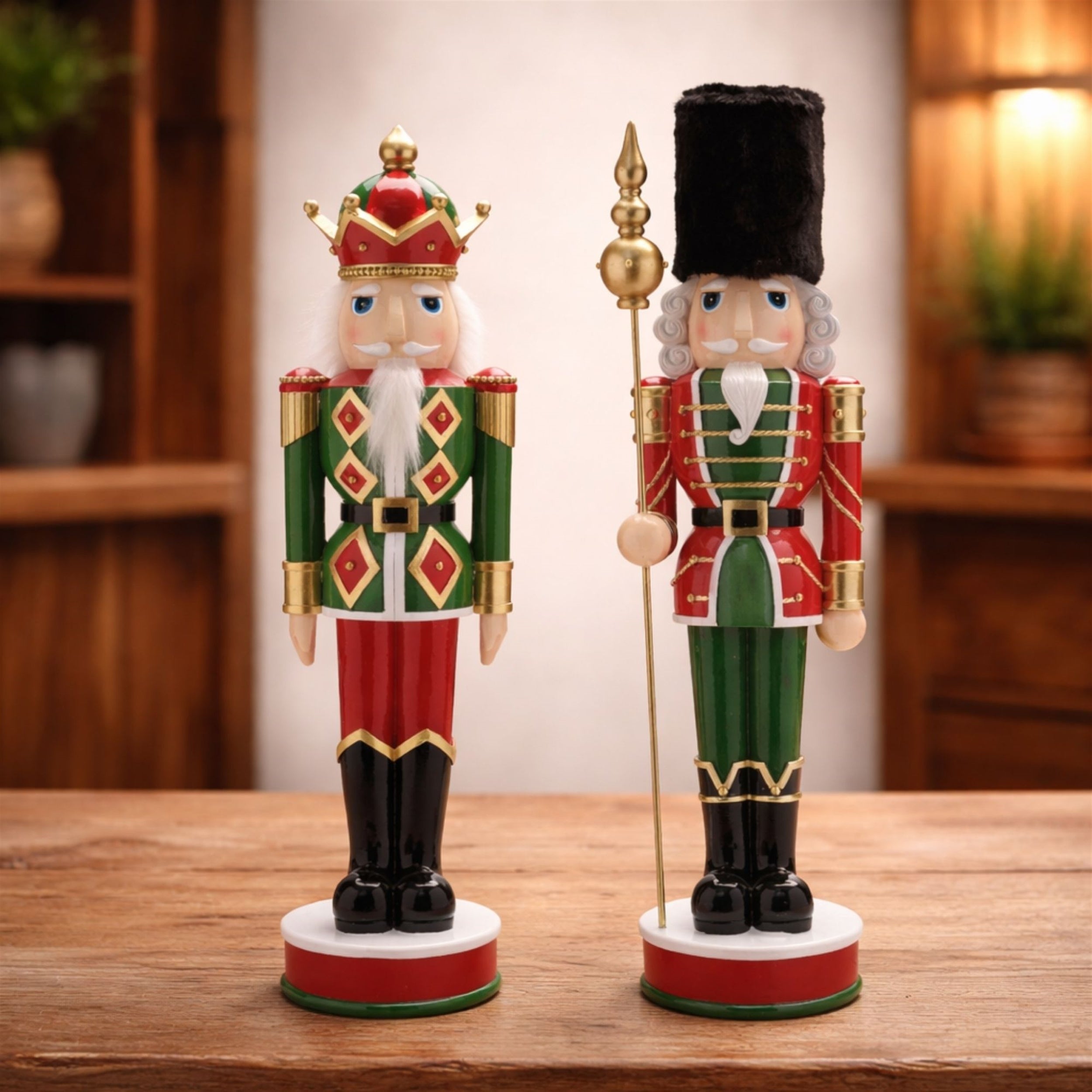 Nutcracker Statue with Gold Accents (Set of 2)