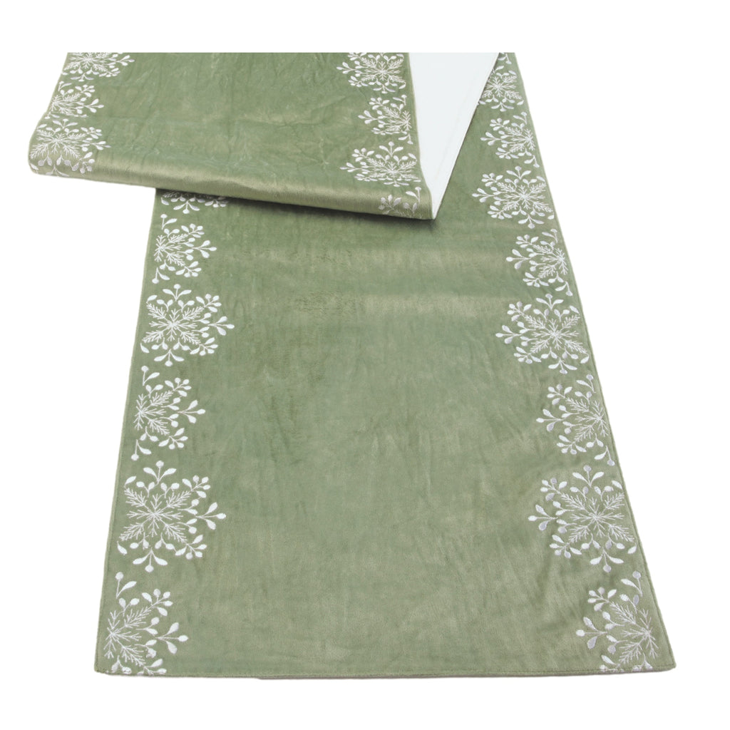 Sage Snowflake Table Runner 72"L