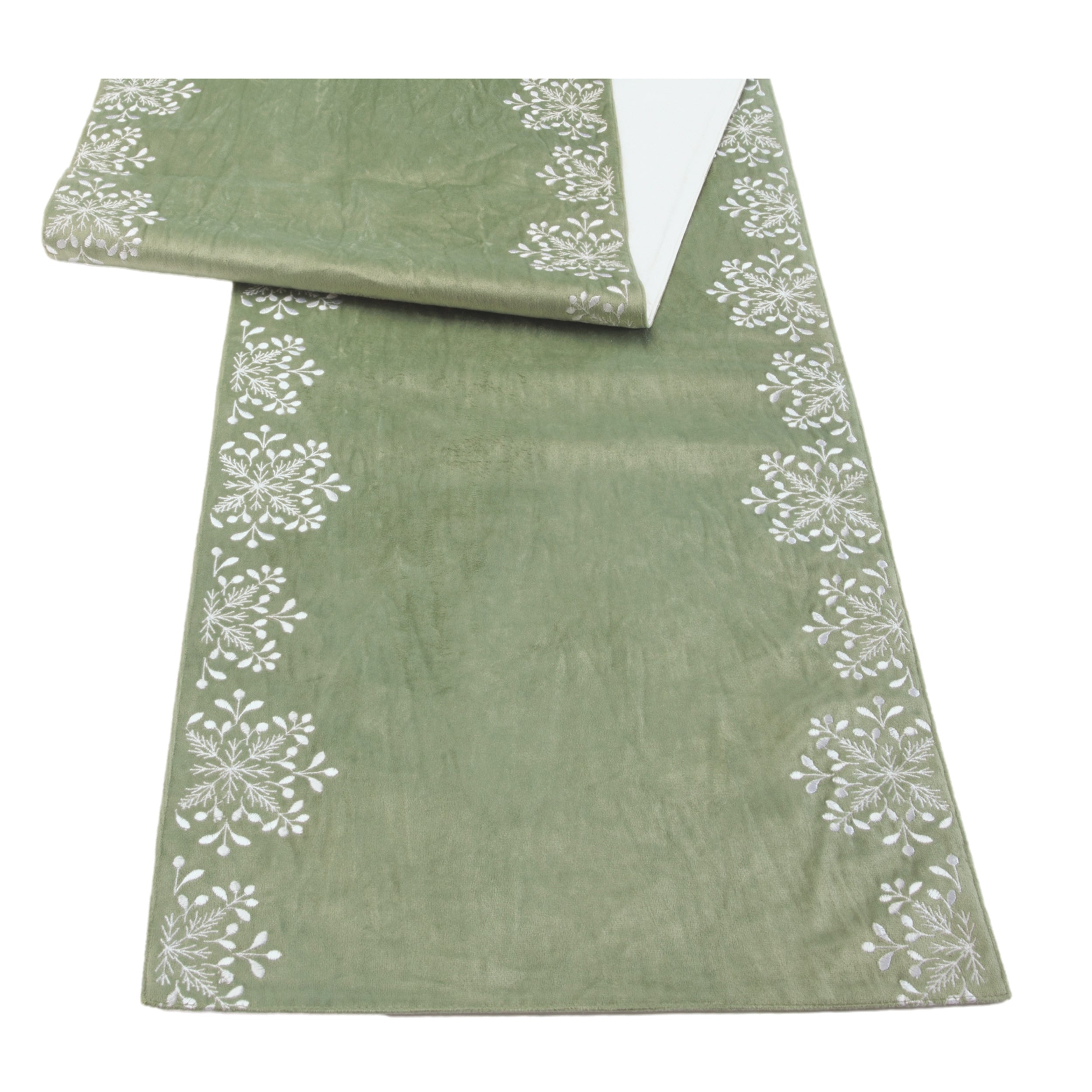 Sage Snowflake Table Runner 72"L