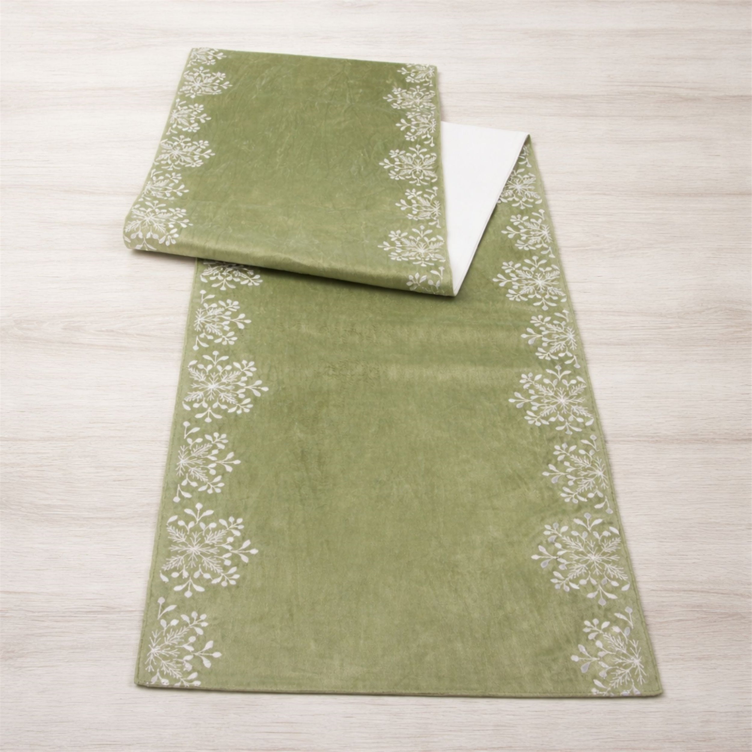 Sage Snowflake Table Runner 72"L