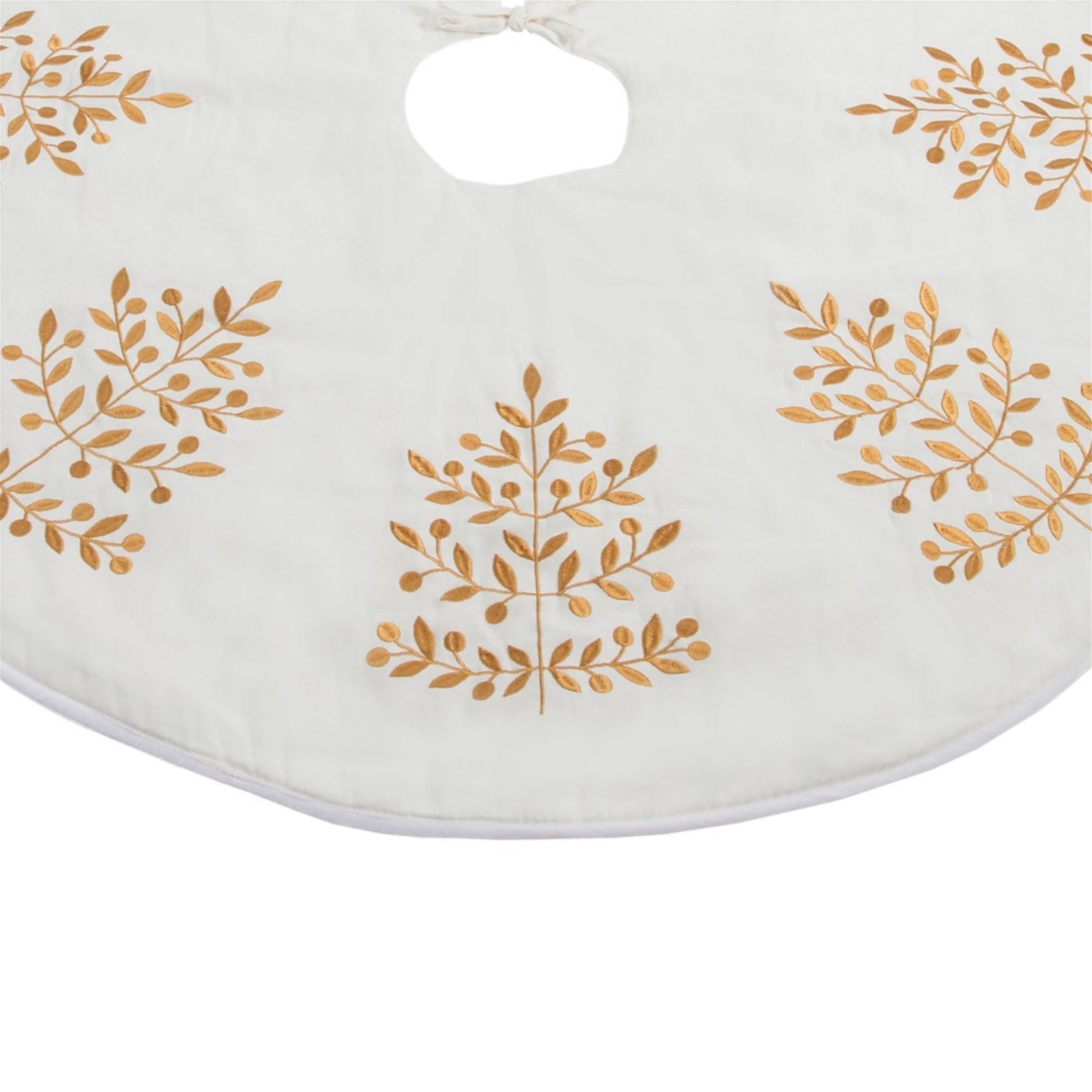 Metallic Leaf Christmas Tree Skirt 48"D