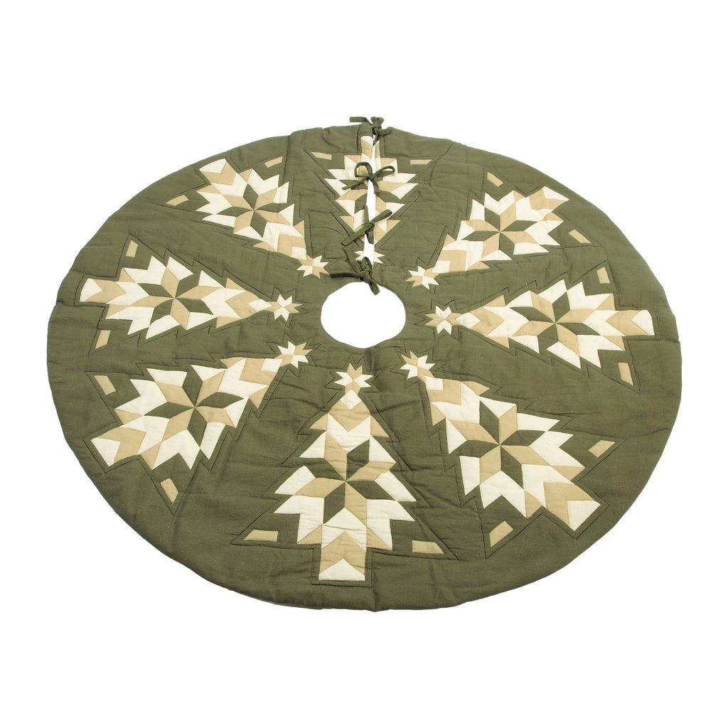 Patchwork Tree & Star Christmas Tree Skirt 48"D