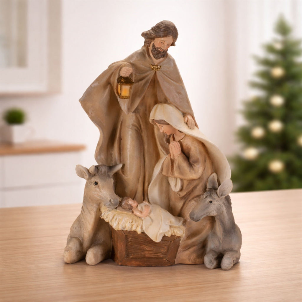 Holy Family with Farn Animals 11"H