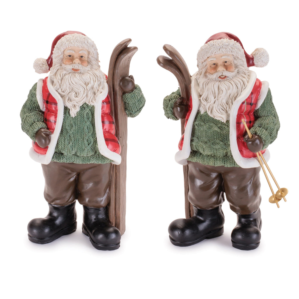 Santa Claus Figurines with Skis (Set of 2)