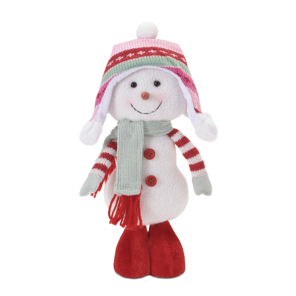 Plush Snowman Figurines with Knit Hat and Scarf (Set of 2)