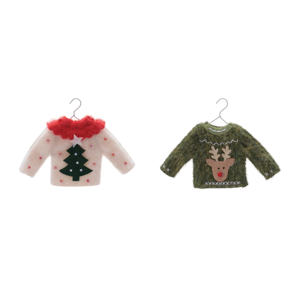 Festive Sweater on Hanger Ornament (Set of 12)