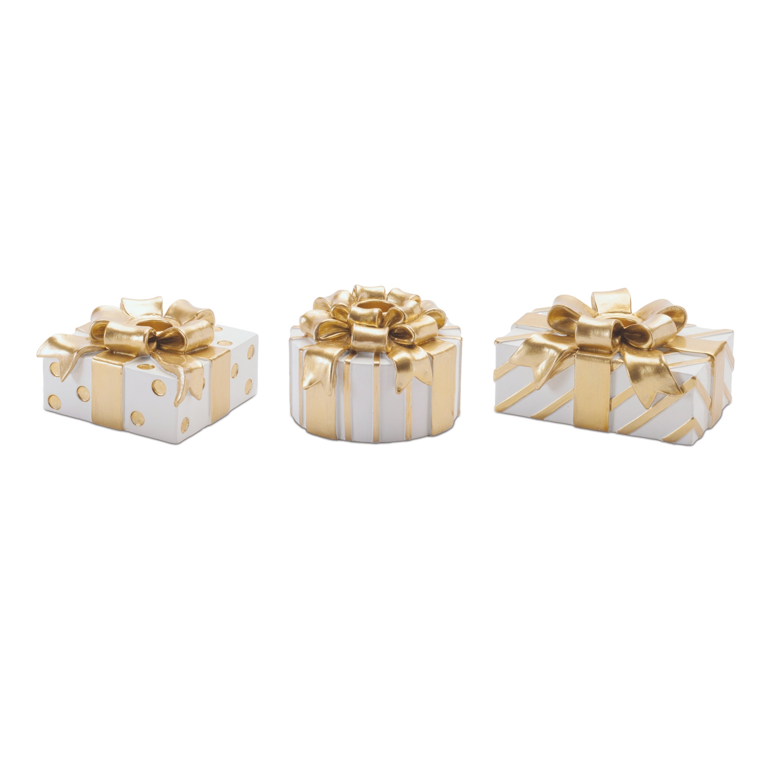 Holiday Present with Taper Candle Holder (Set of 3)