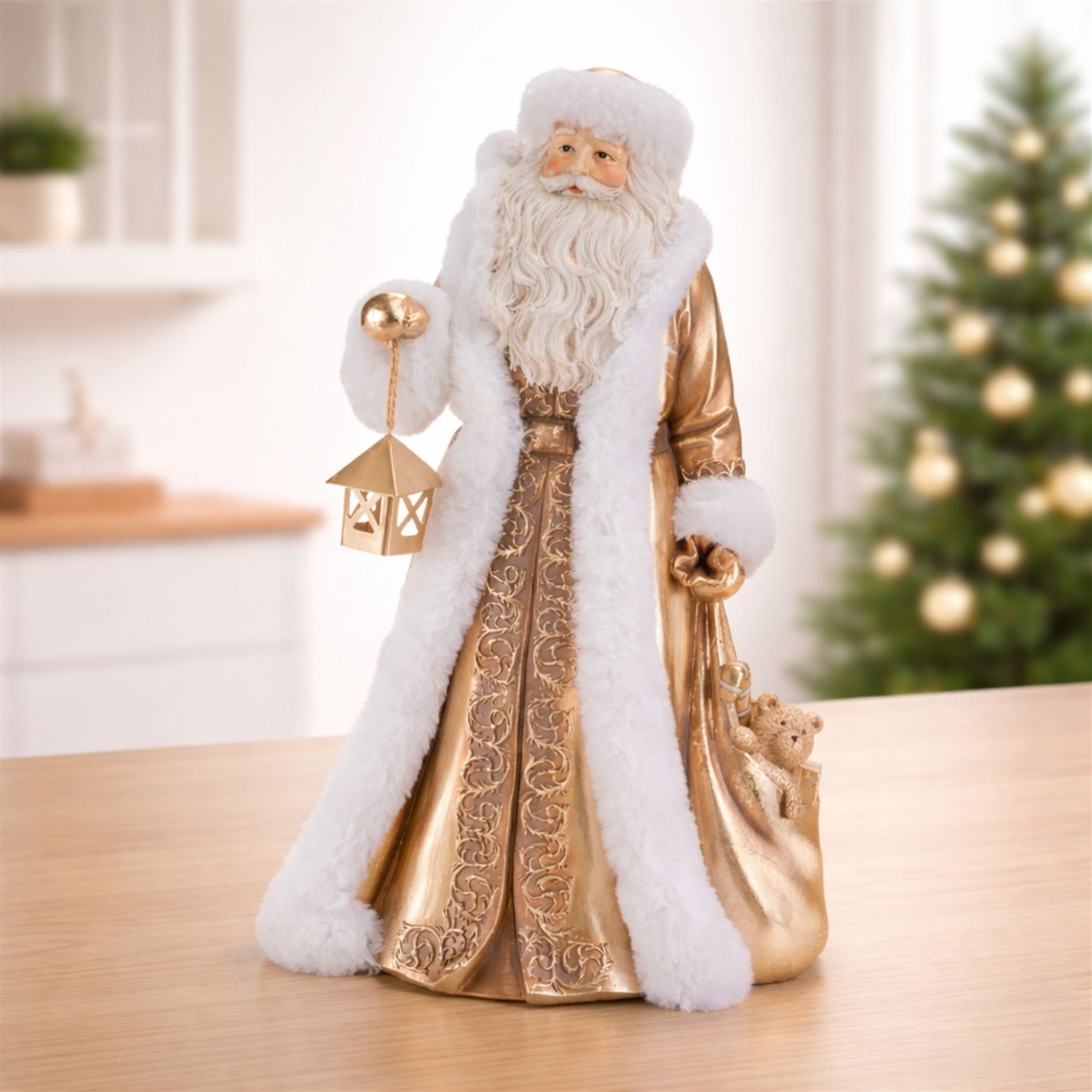 Ornate Santa with Lantern 15"H