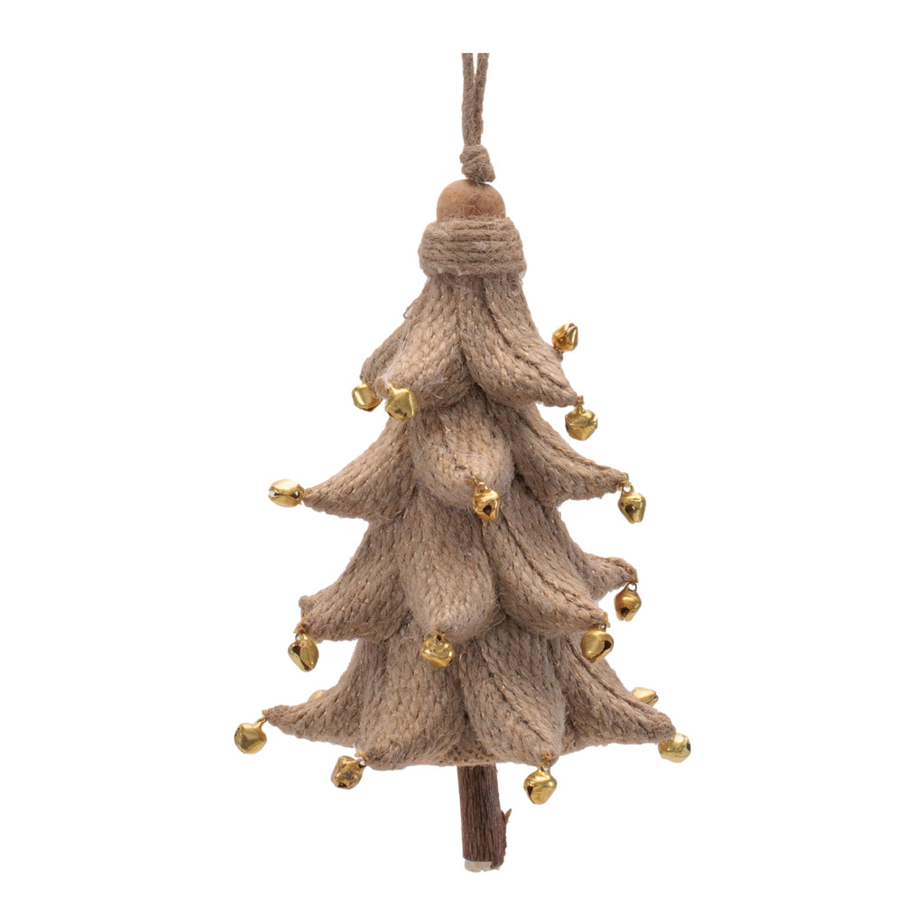 Rustic Tree Ornaments (Set of 4) Ð 5.25" Plastic with Jute Hanger