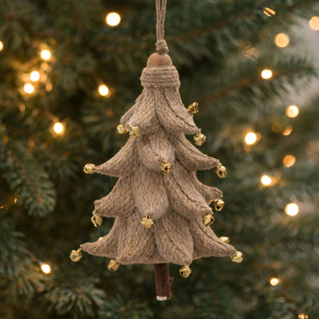 Rustic Tree Ornaments (Set of 4) Ð 5.25" Plastic with Jute Hanger