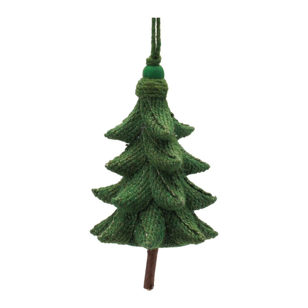 Rustic Tree Ornaments (Set of 4) Ð 5.5" Plastic with Jute Hangers