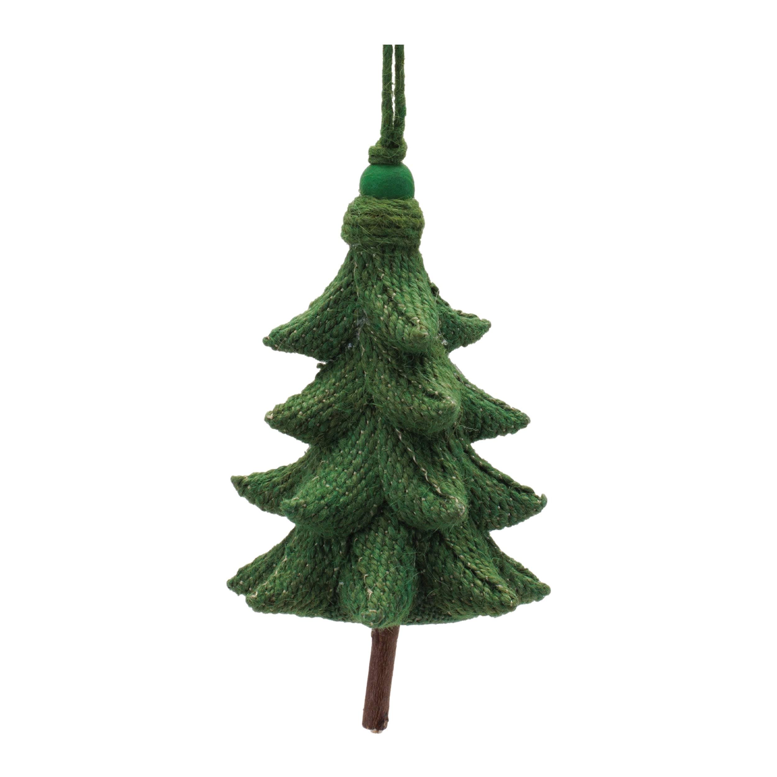 Rustic Tree Ornaments (Set of 4) Ð 5.5" Plastic with Jute Hangers
