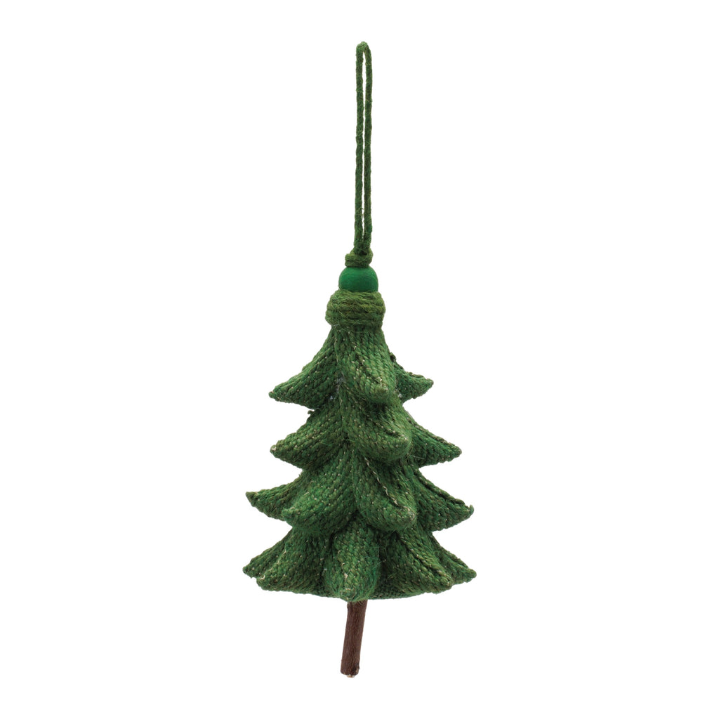 Rustic Tree Ornaments (Set of 4) Ð 5.5" Plastic with Jute Hangers