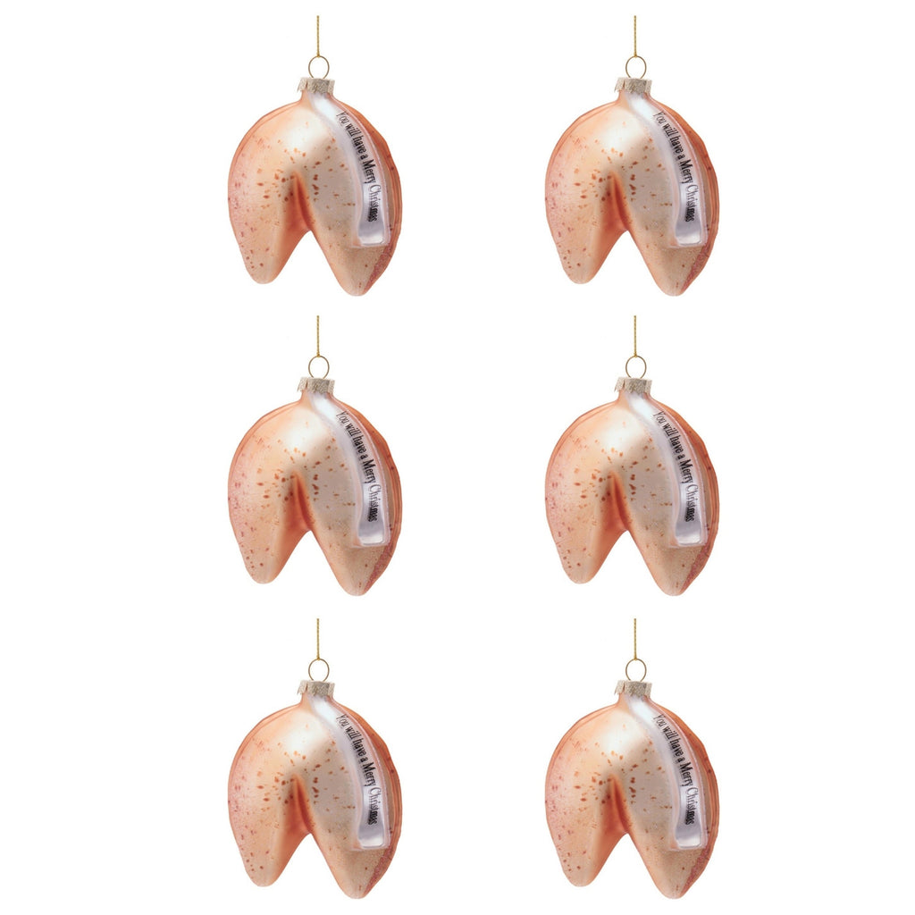 Glass Fortune Cookie Ornaments (Set of 6)