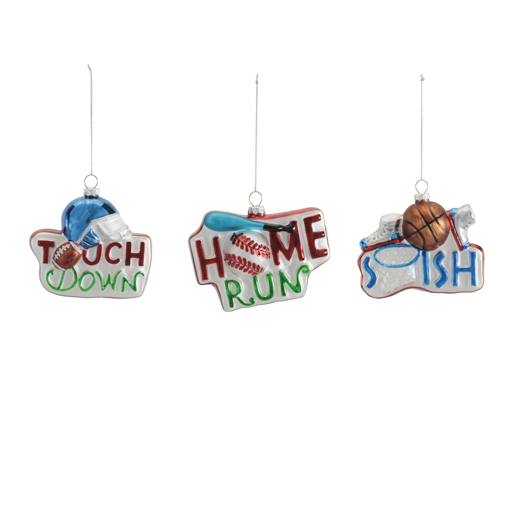 Glass Sports Ornaments (Set of 12)