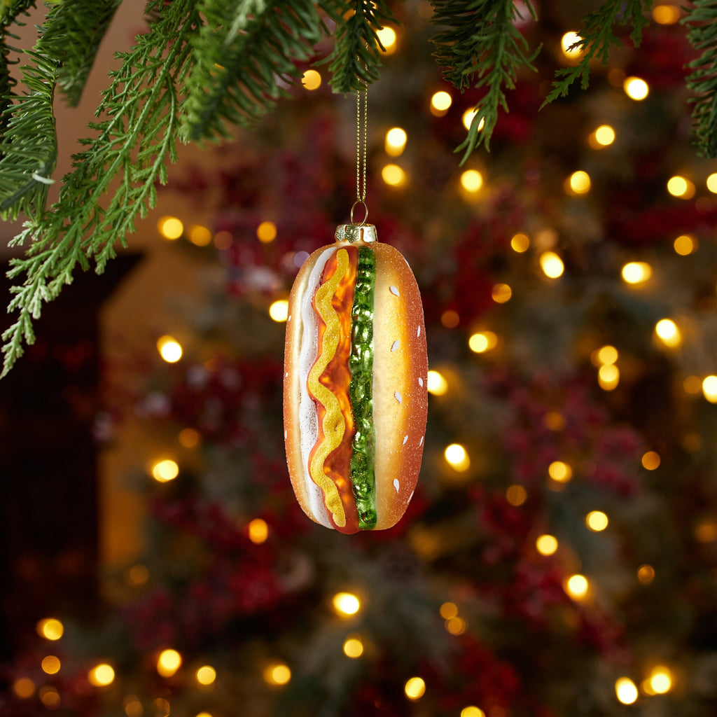 Glass Hot Dog Ornaments (Set of 12)