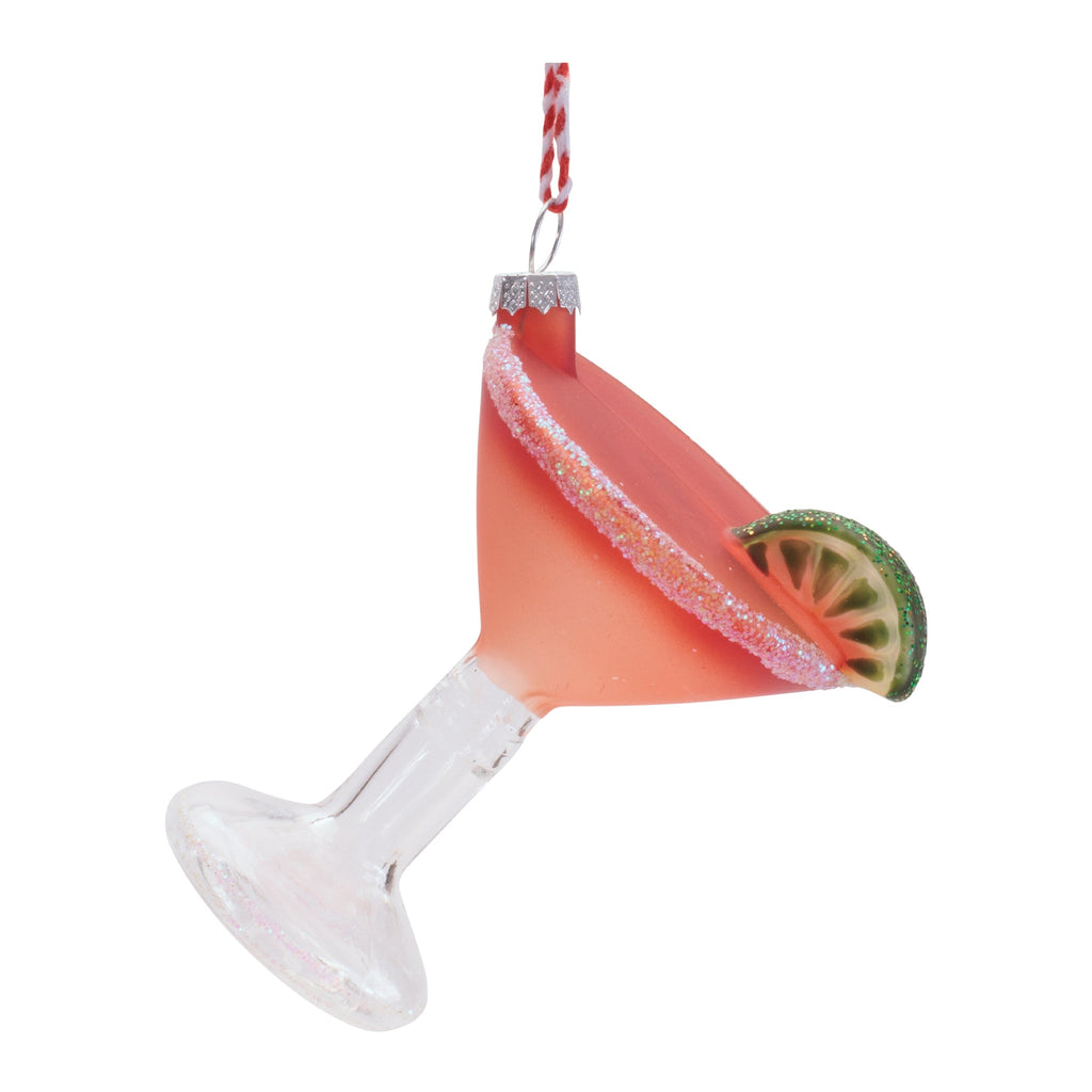 Glass Strawberry Margarita Ornaments (Set of 6)