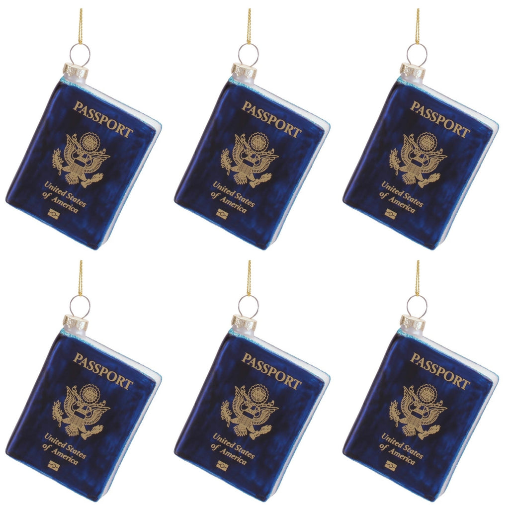 Passport Glass Ornament (Set of 6)