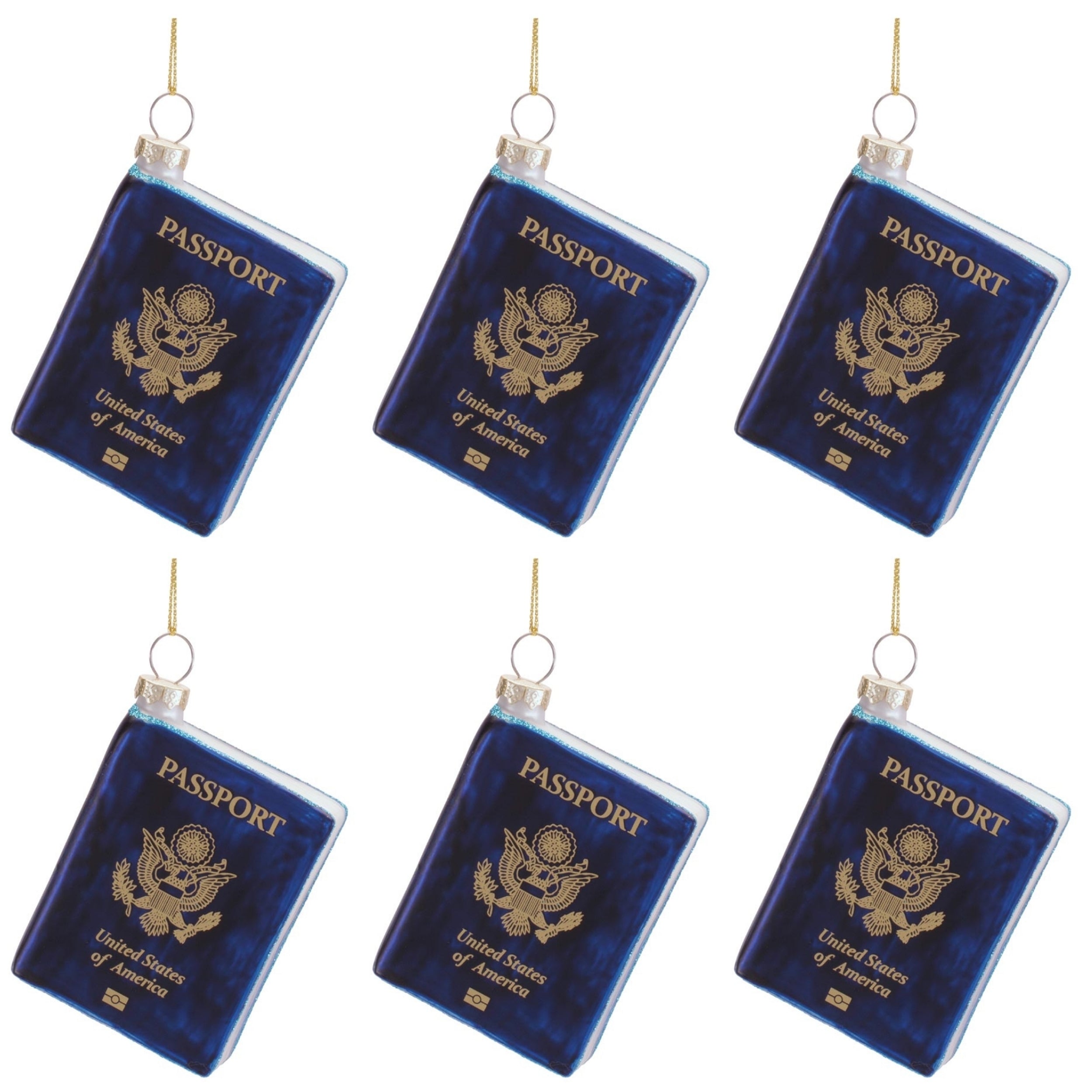 Passport Glass Ornament (Set of 6)