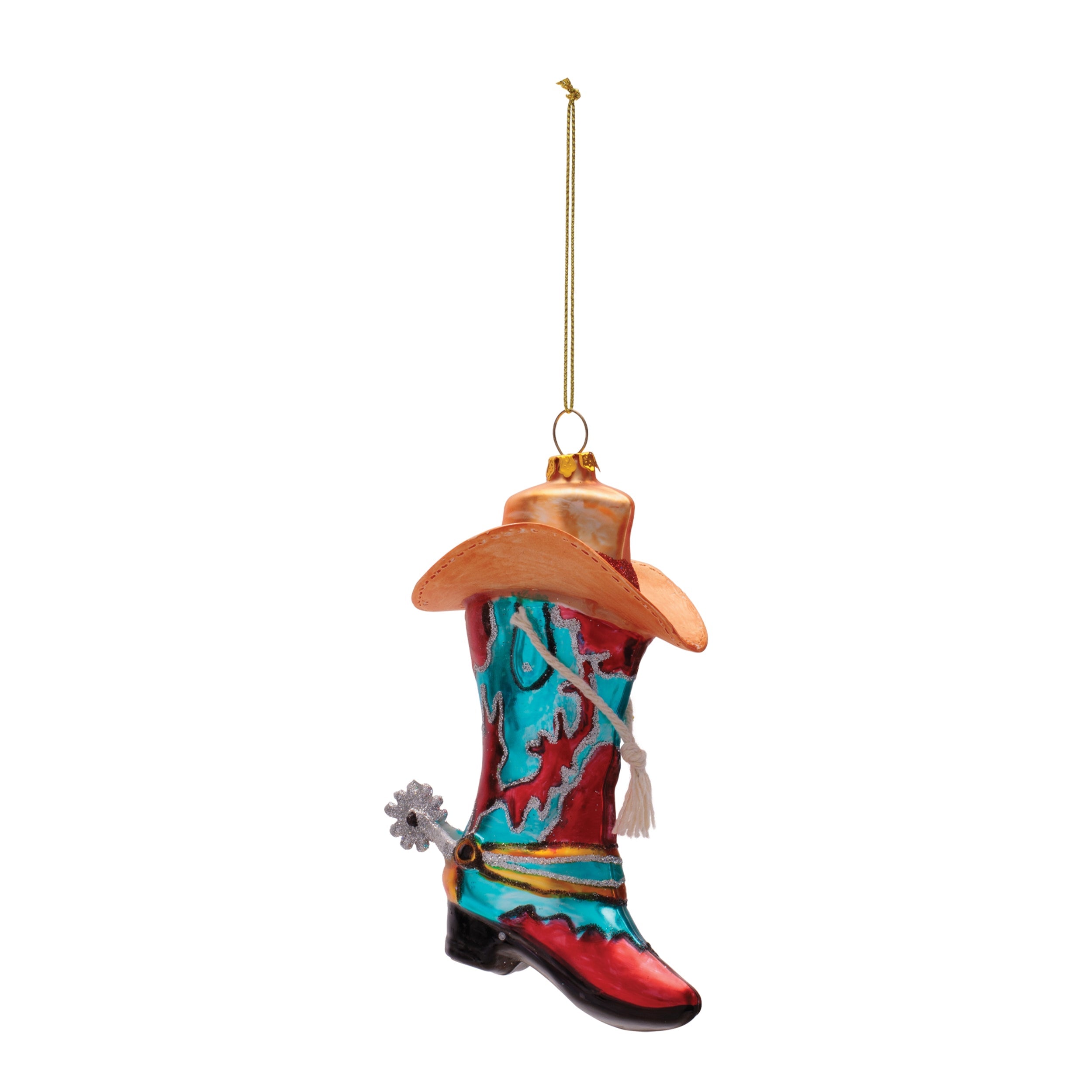 Glass Cowboy Boot and Hat Ornaments (Set of 6)