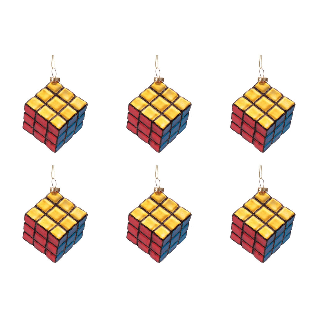 Glass RubikÕs Cube Ornaments (Set of 6)