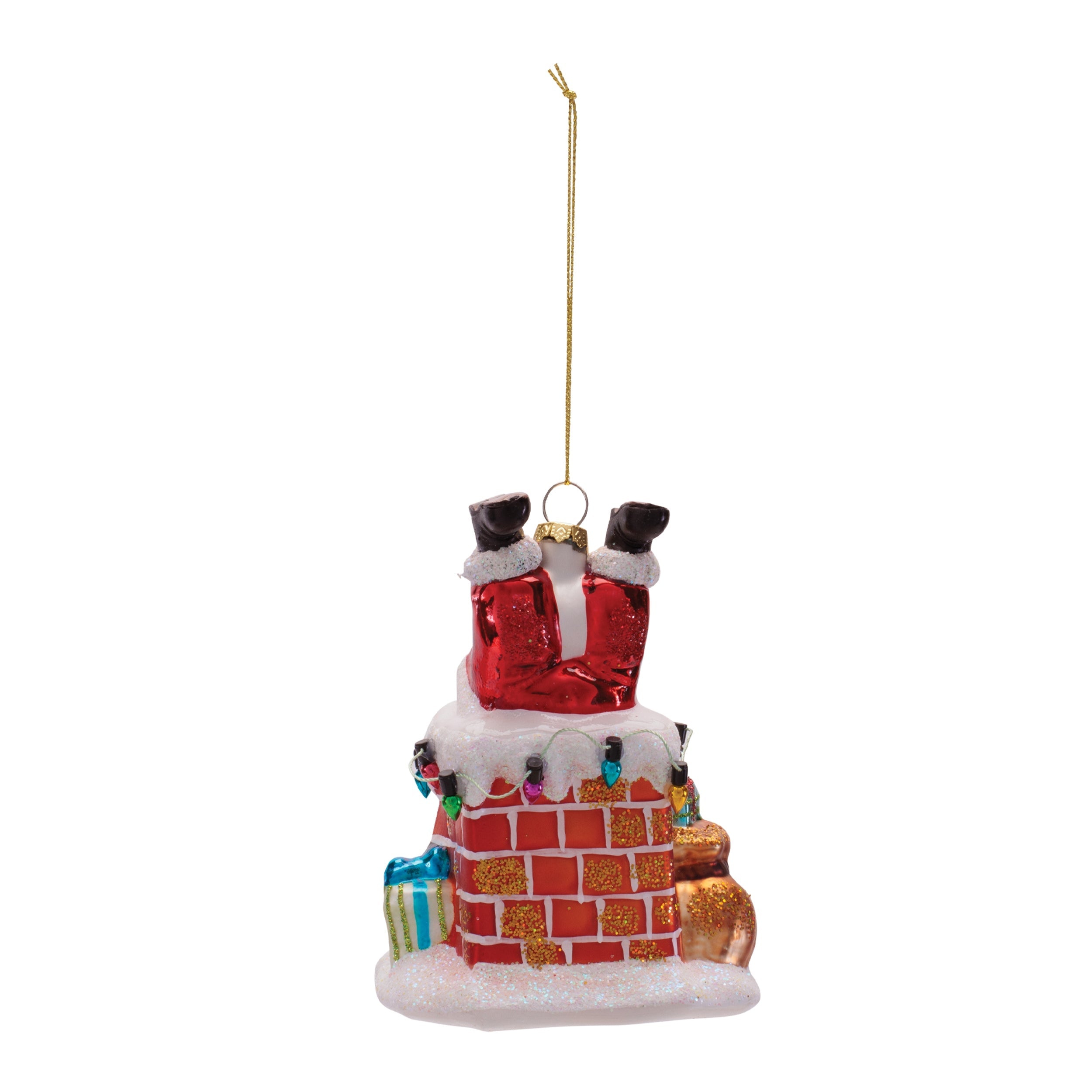 Santa in Chimney Glass Ornament (Set of 6)