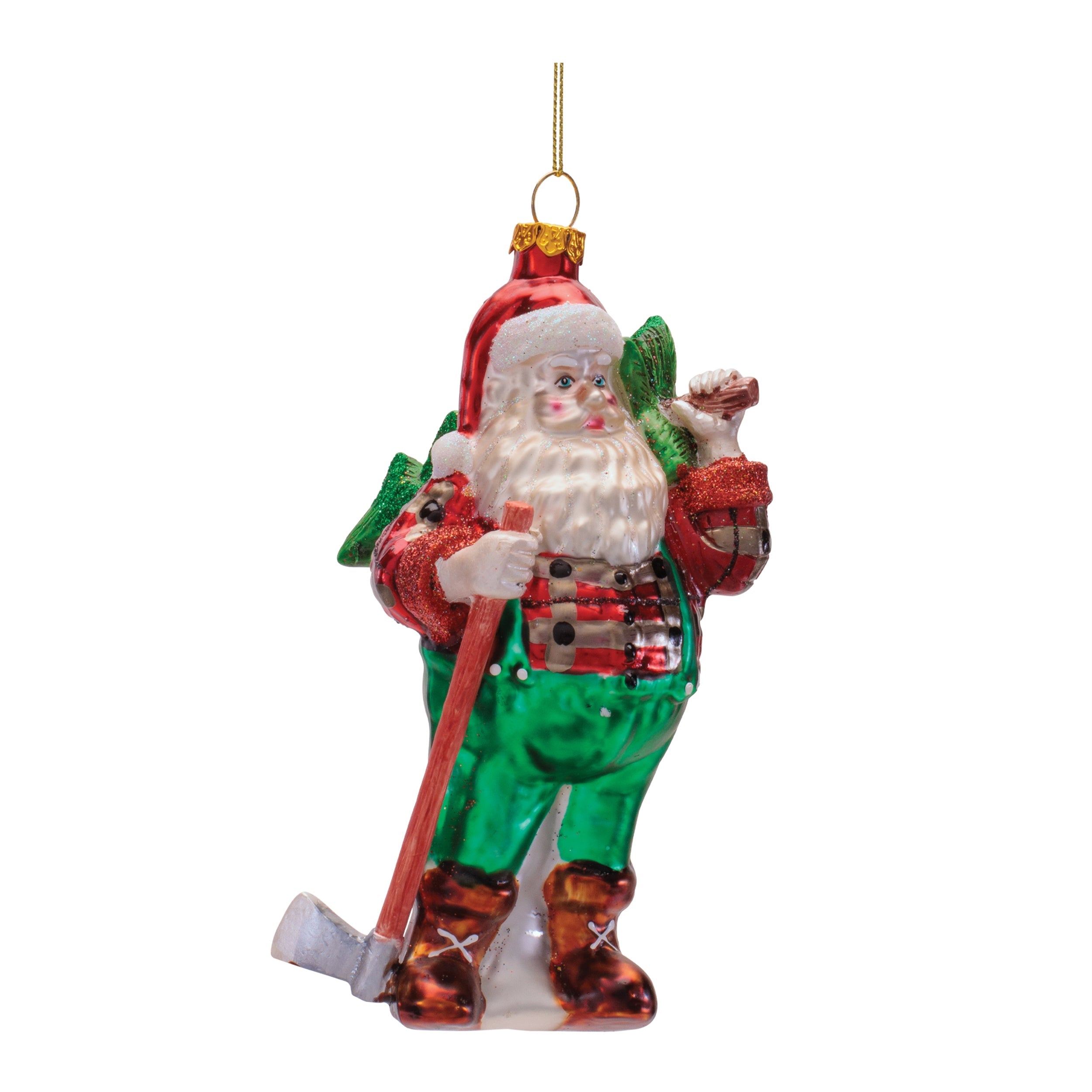 Glass Santa Lumberjack Ornaments (Set of 6)