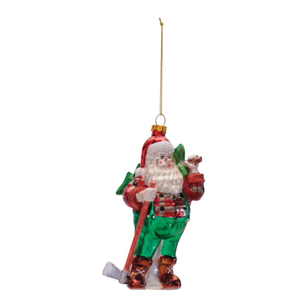 Glass Santa Lumberjack Ornaments (Set of 6)