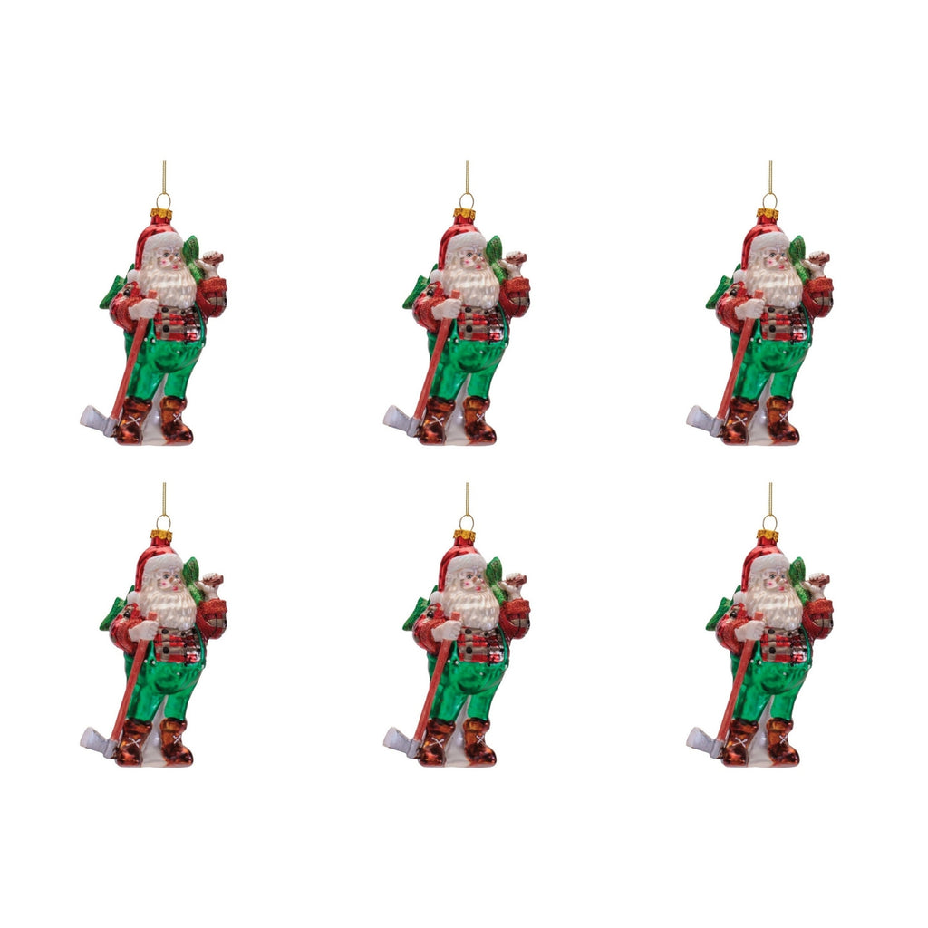 Glass Santa Lumberjack Ornaments (Set of 6)