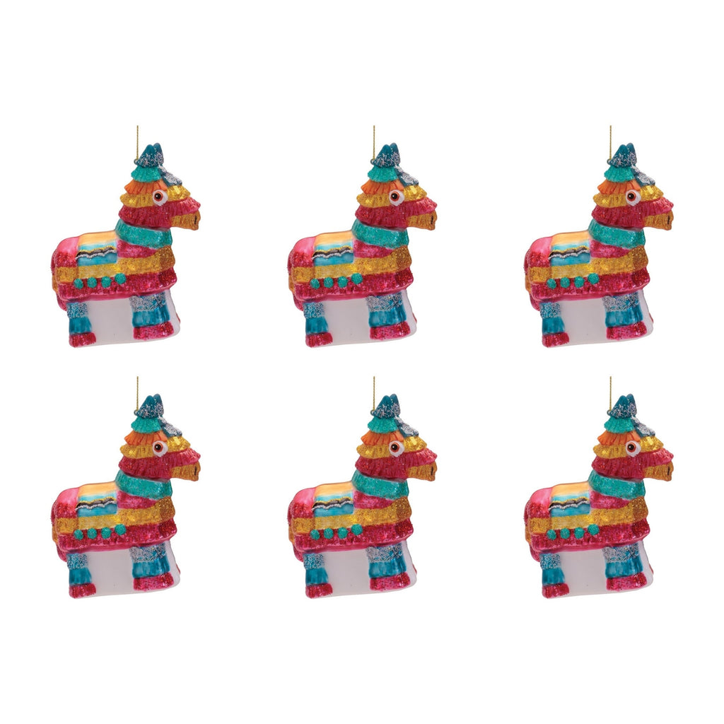 Glass Pi–ata Ornaments (Set of 6)