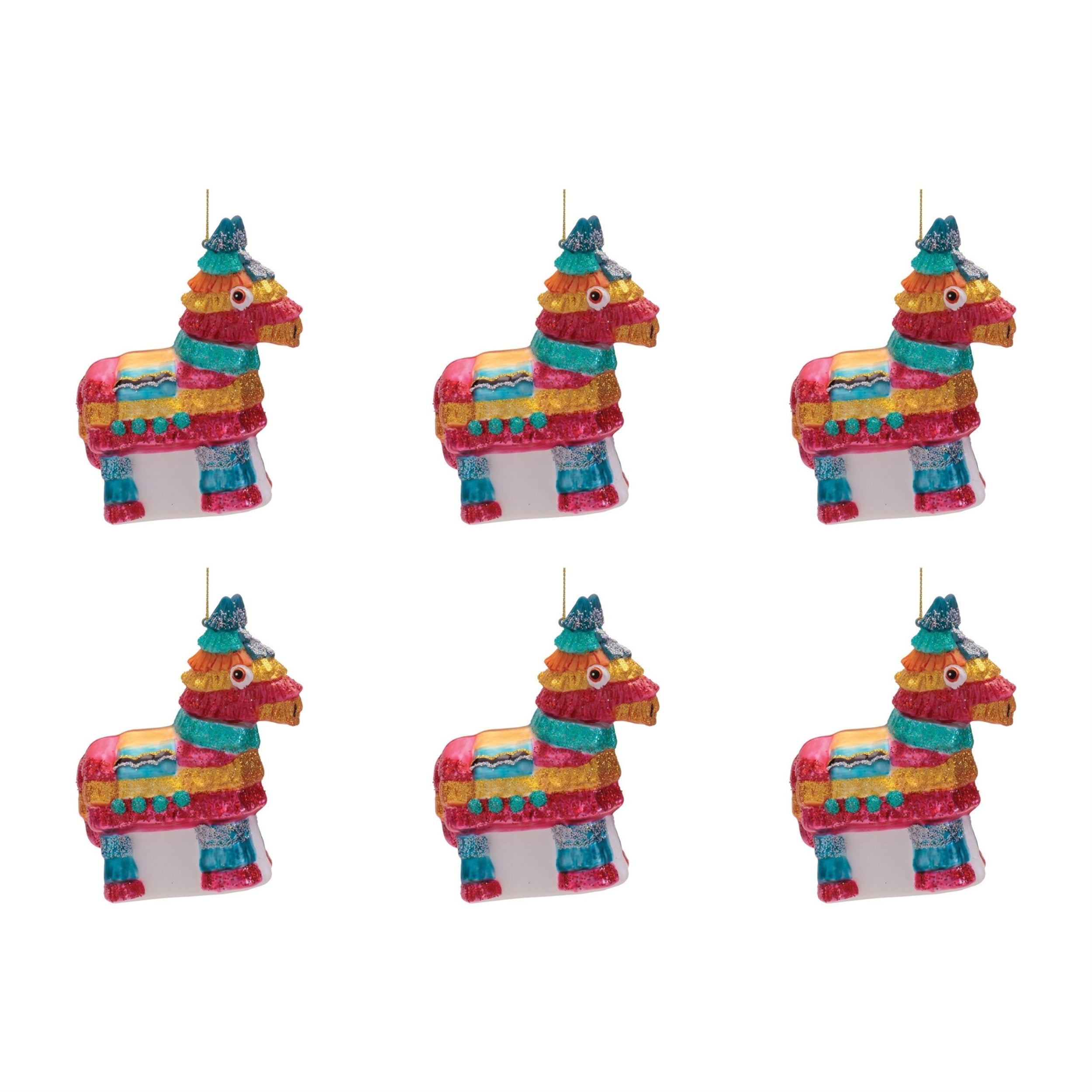 Glass Pi–ata Ornaments (Set of 6)