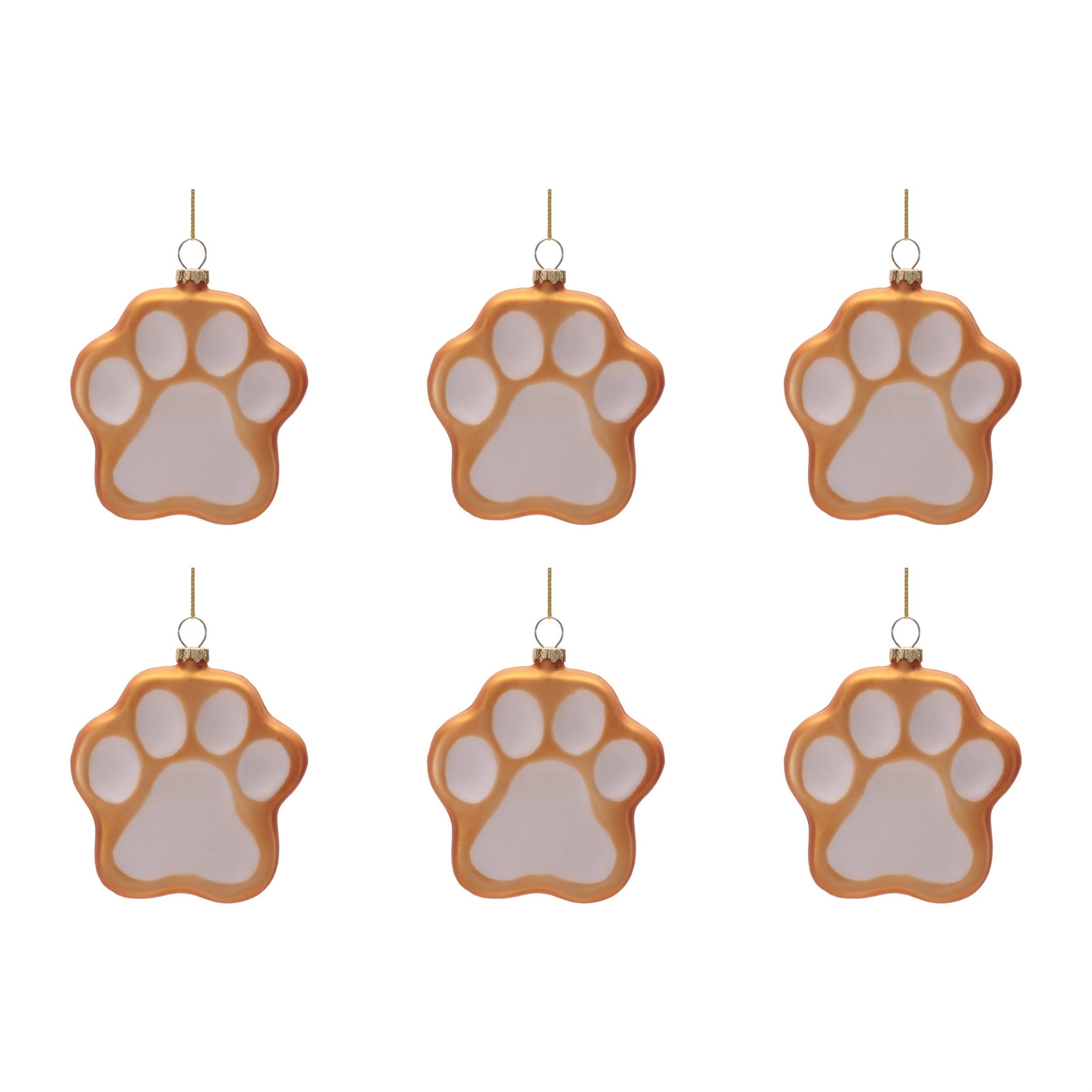 Glass Paw Print Ornaments (Set of 6)