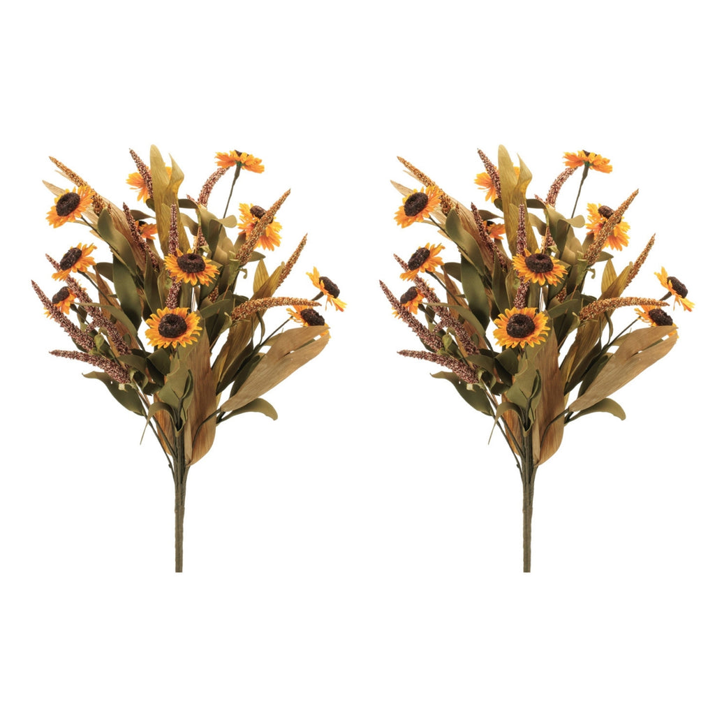 Fall Sunflower & Foliage Bush (Set of 2)
