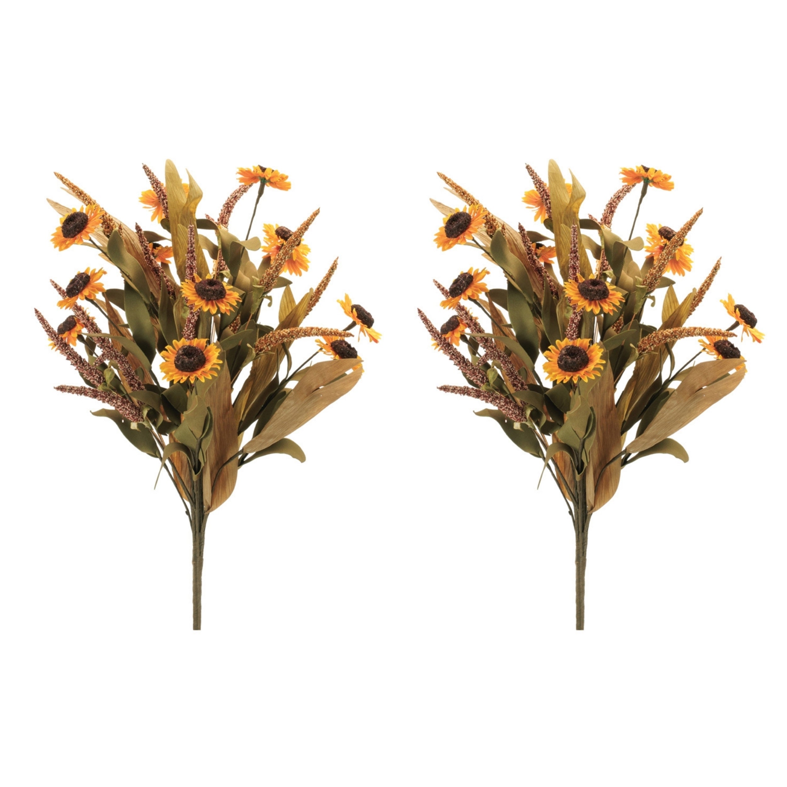 Fall Sunflower & Foliage Bush (Set of 2)