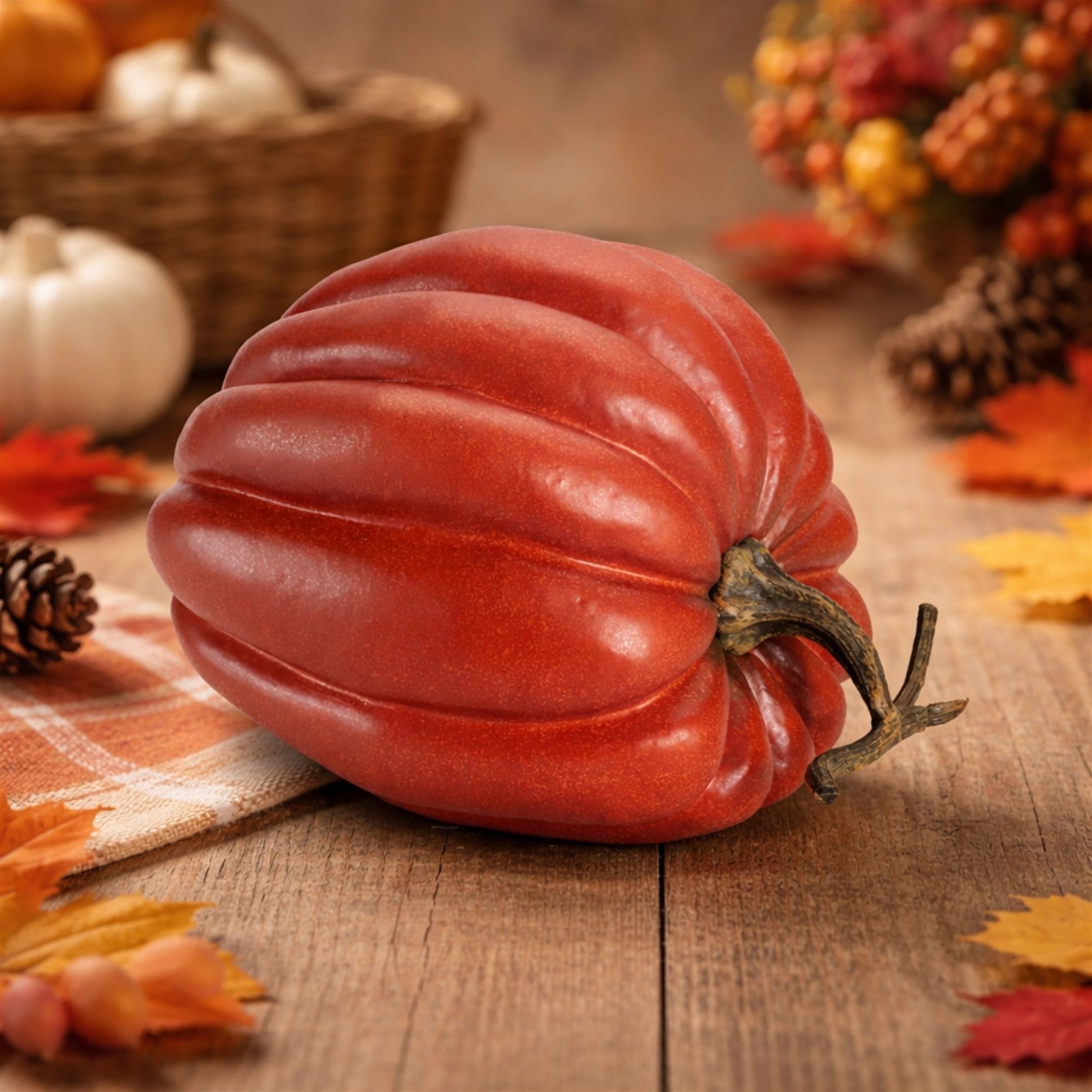 Rustic Ribbed Decorative Pumpkin 12.5"H