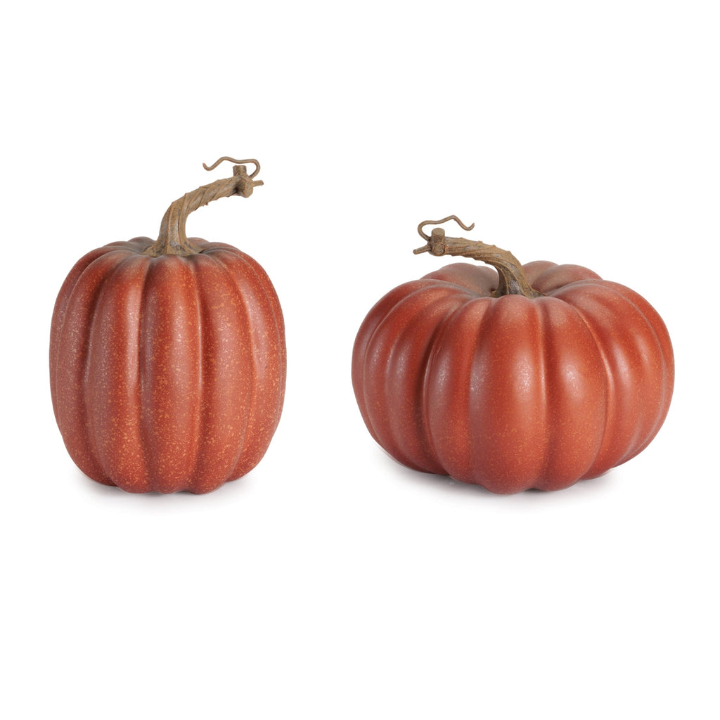 Rustic Ribbed Decorative Pumpkins (Set of 2)