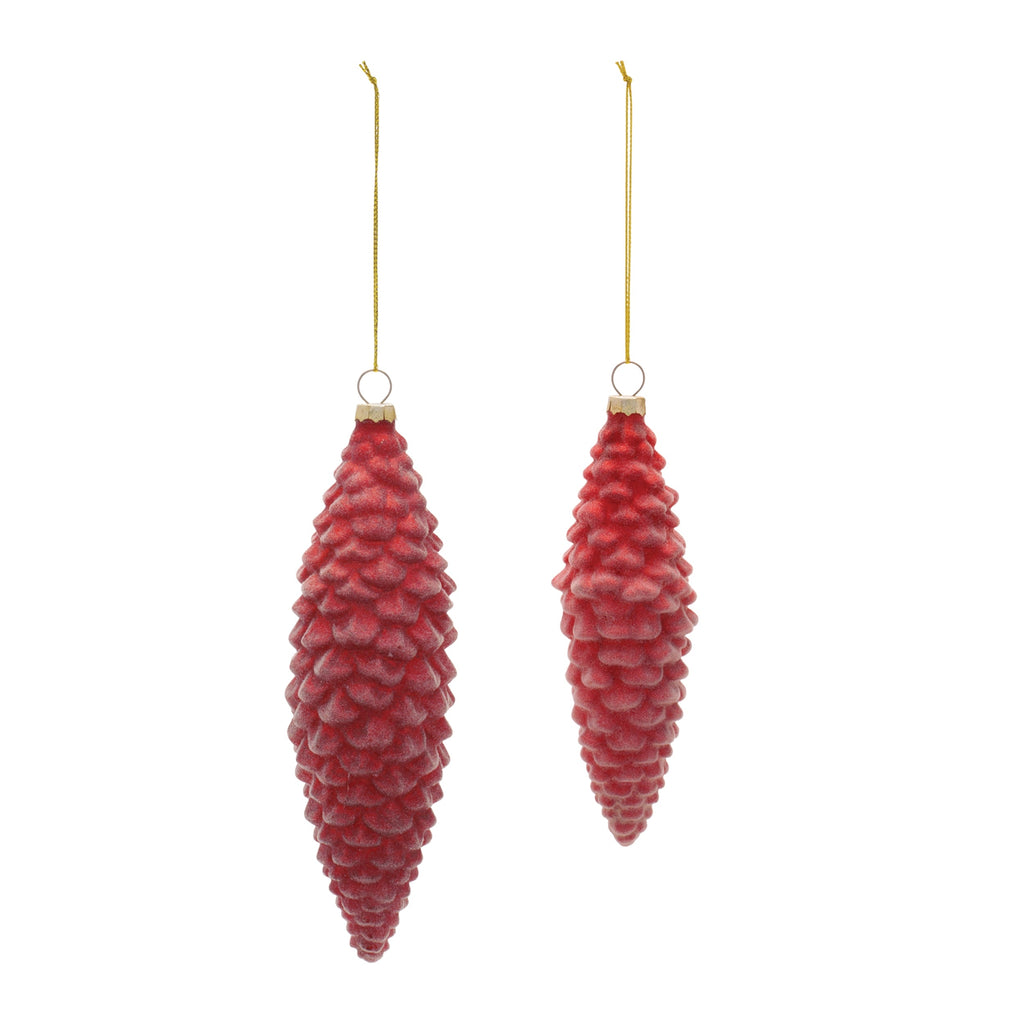 Glass Pine Cone Ornaments (Set of 12)