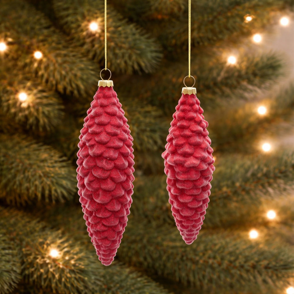 Glass Pine Cone Ornaments (Set of 12)