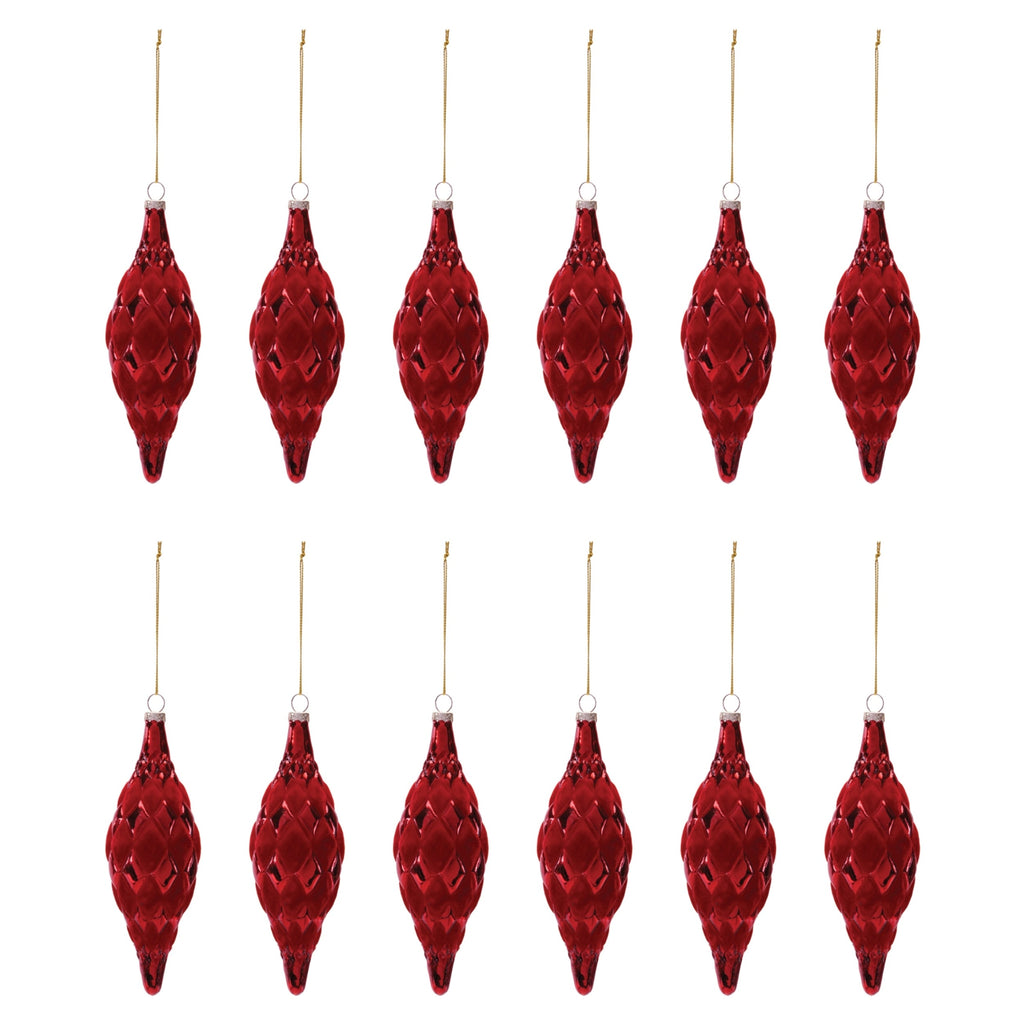 Glass Drop Ornaments (Set of 12)