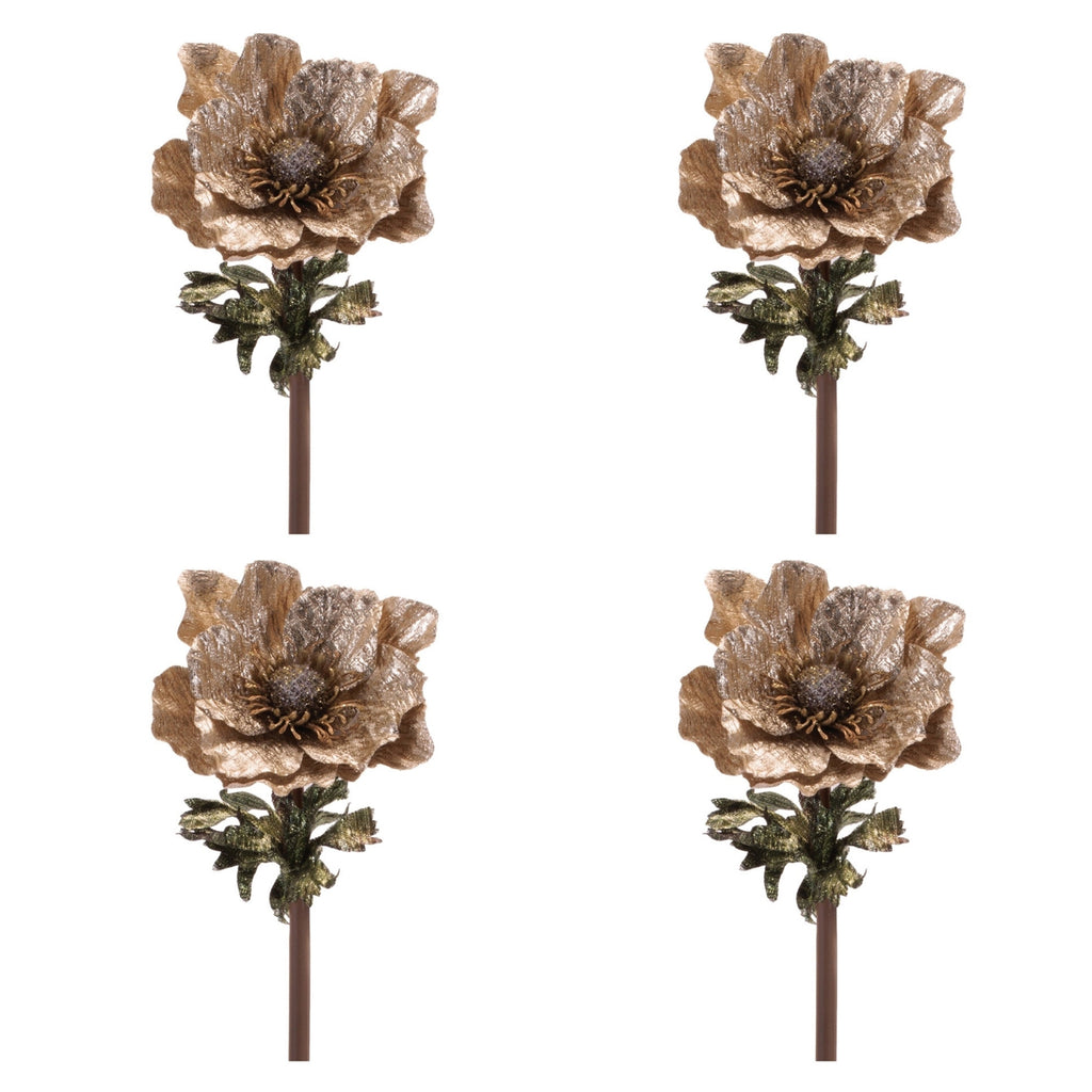 Metallic Anemone Flower Stem (Set of 4)