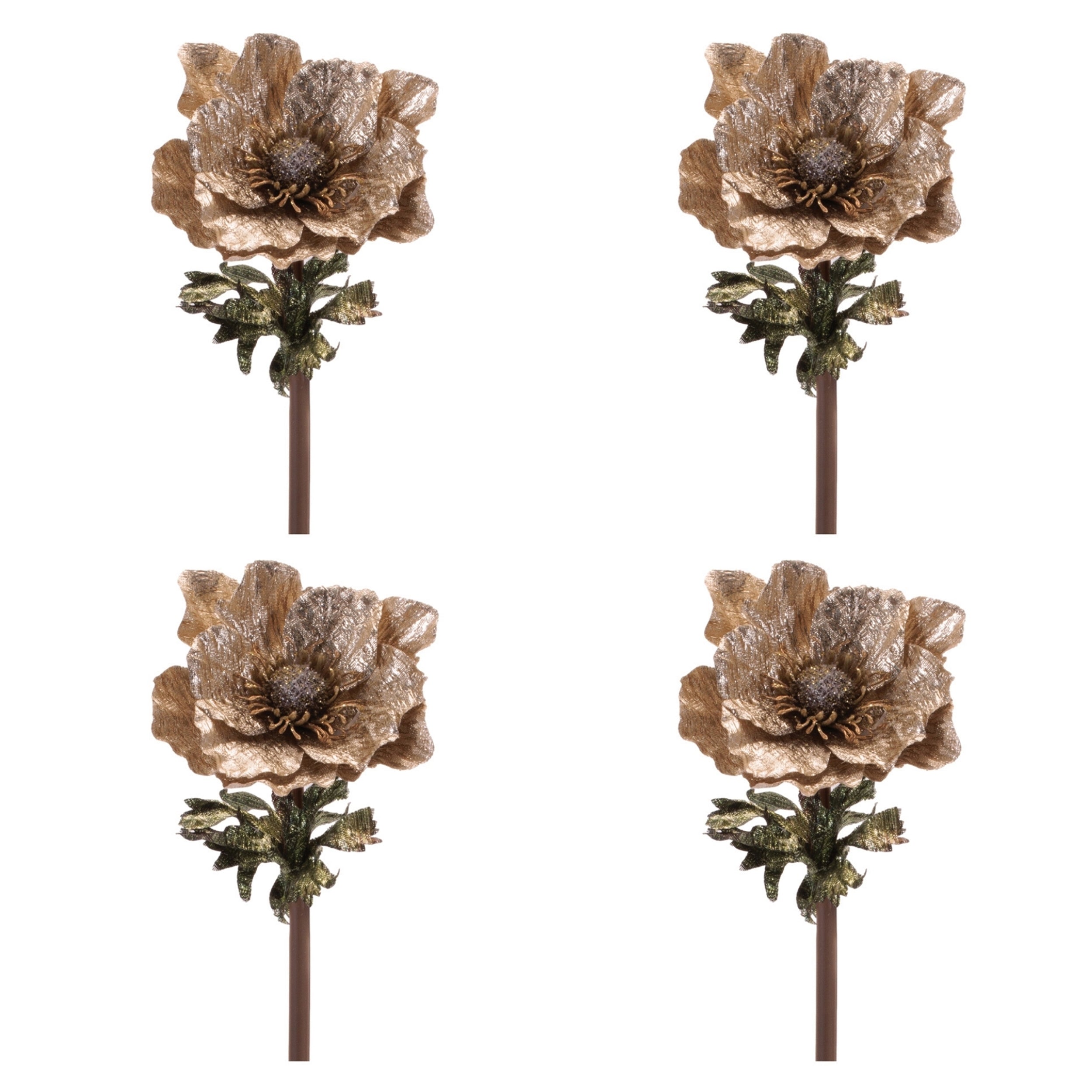 Metallic Anemone Flower Stem (Set of 4)