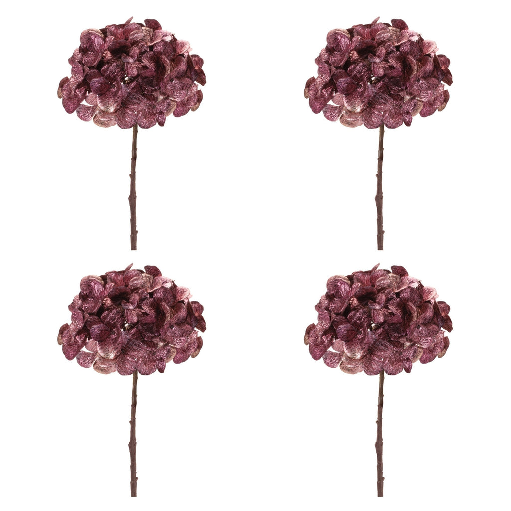 Metallic Hydrangea Flower Stem (Set of 4)