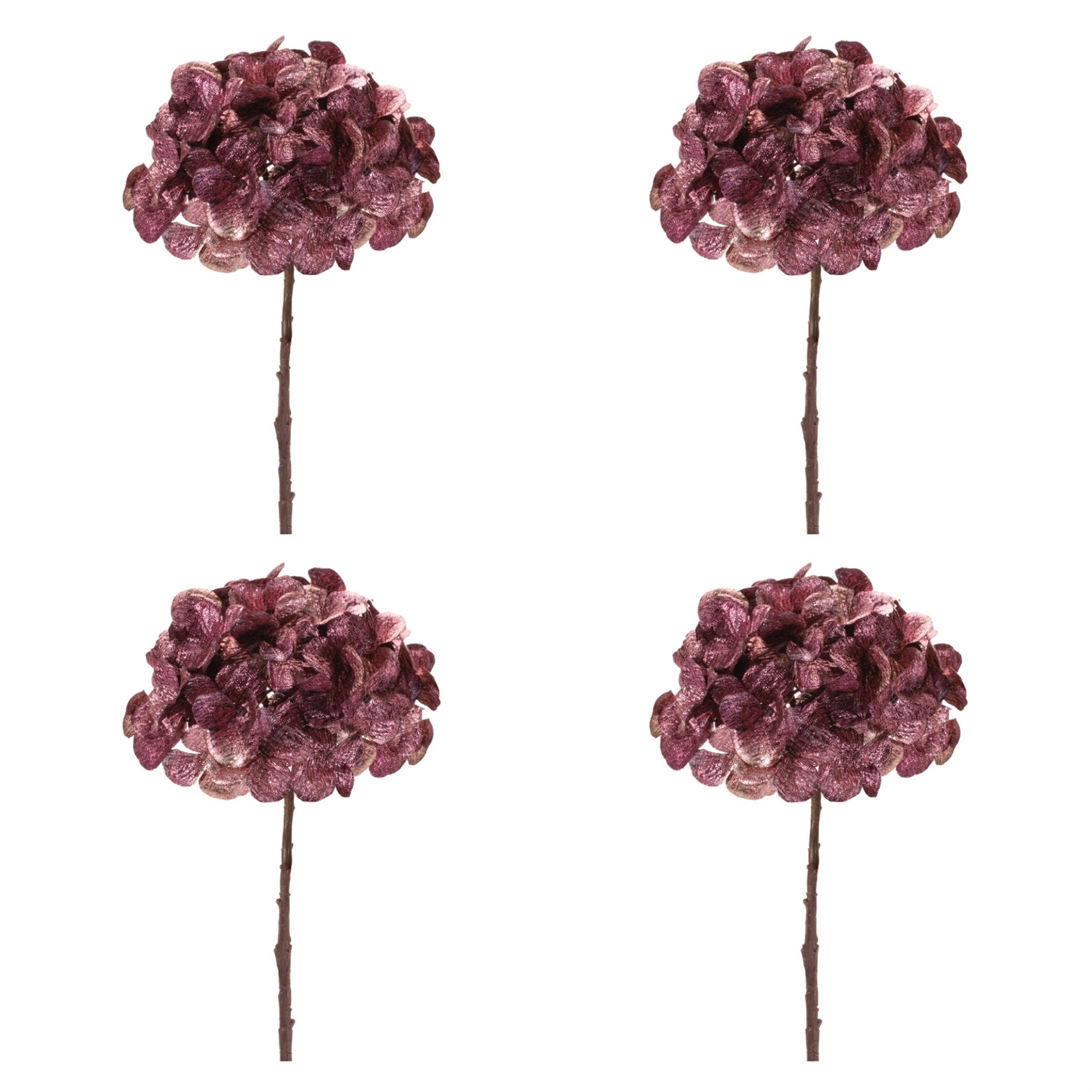 Metallic Hydrangea Flower Stem (Set of 4)
