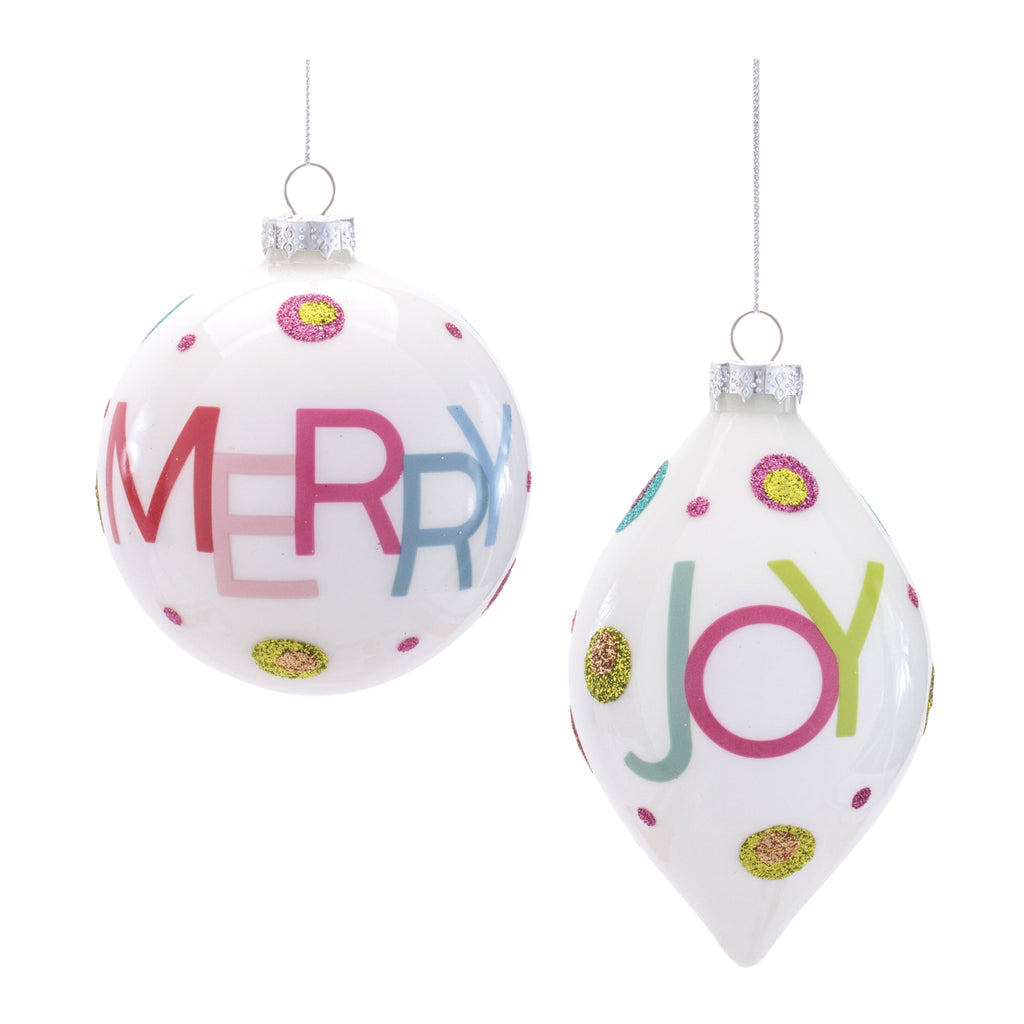 Glass Merry and Joy Ornaments (Set of 6)
