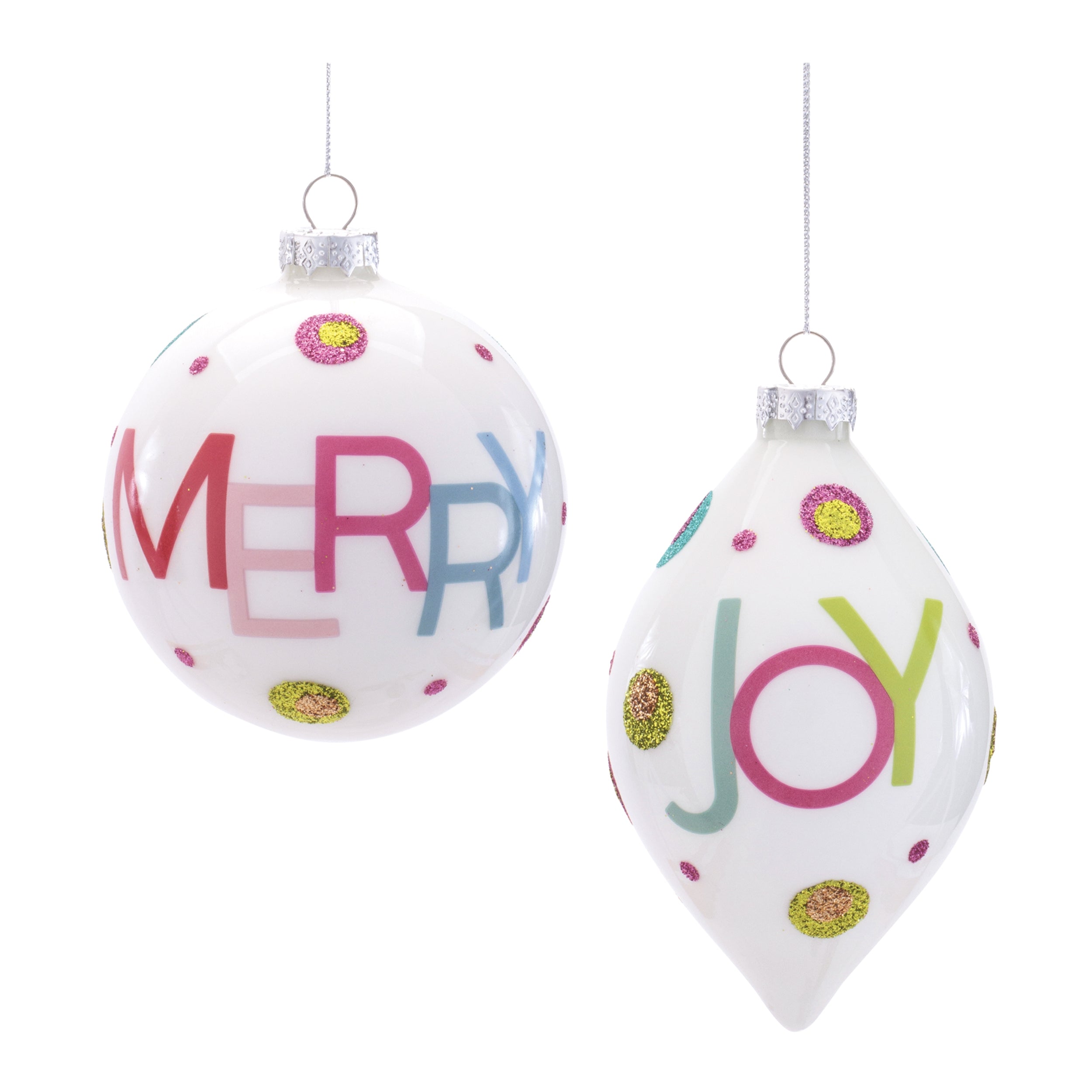 Glass Merry and Joy Ornaments (Set of 6)