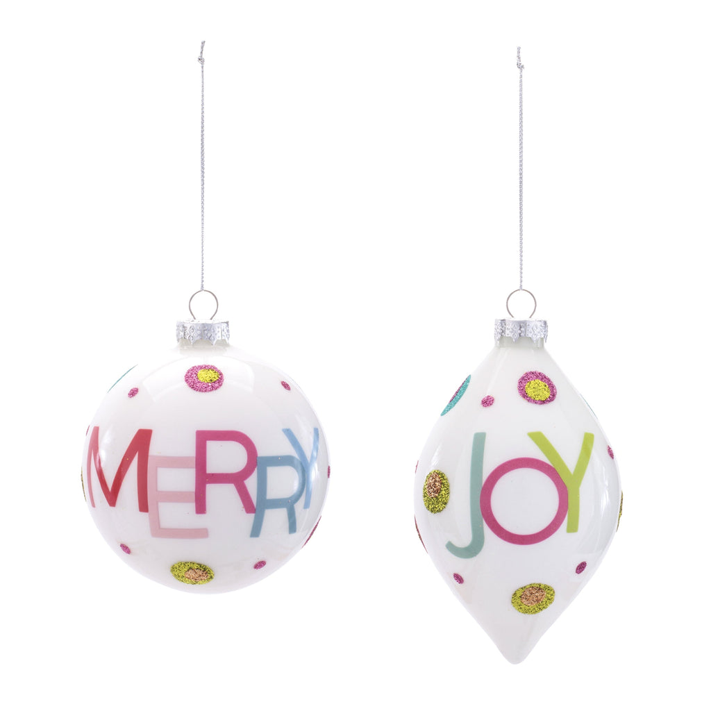 Glass Merry and Joy Ornaments (Set of 6)