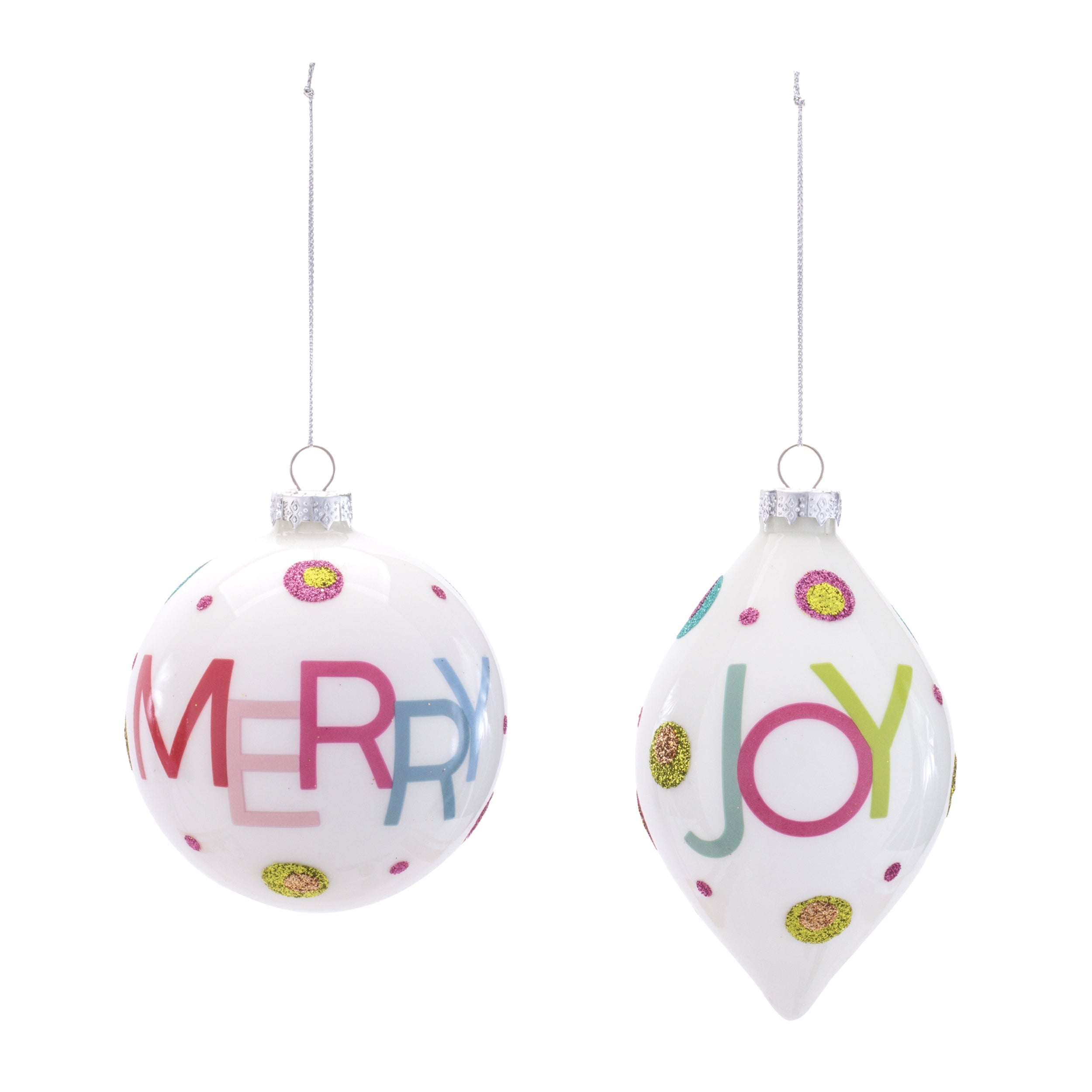 Glass Merry and Joy Ornaments (Set of 6)